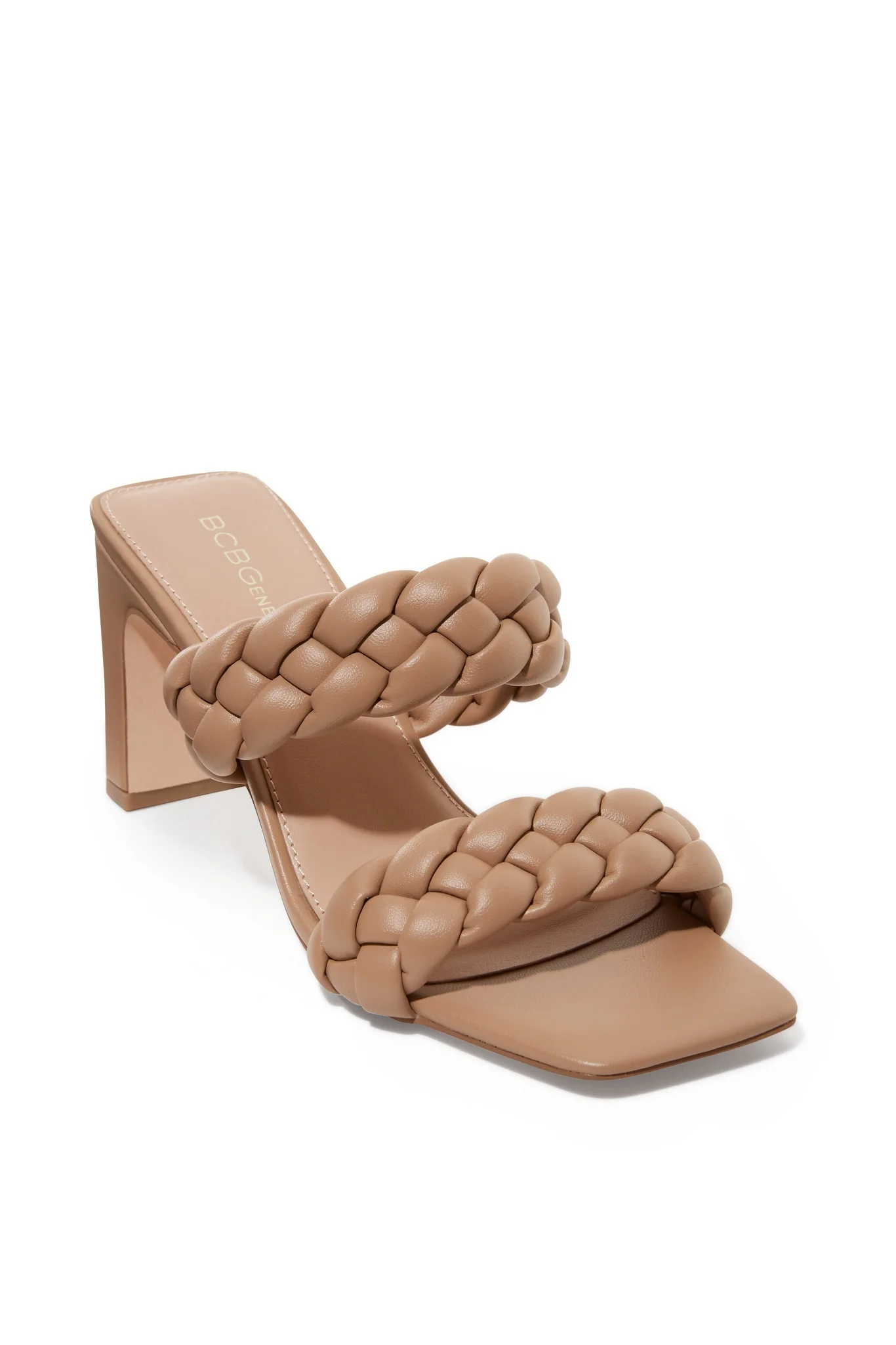 Woven Braided Block Heel Tan - Futureuc