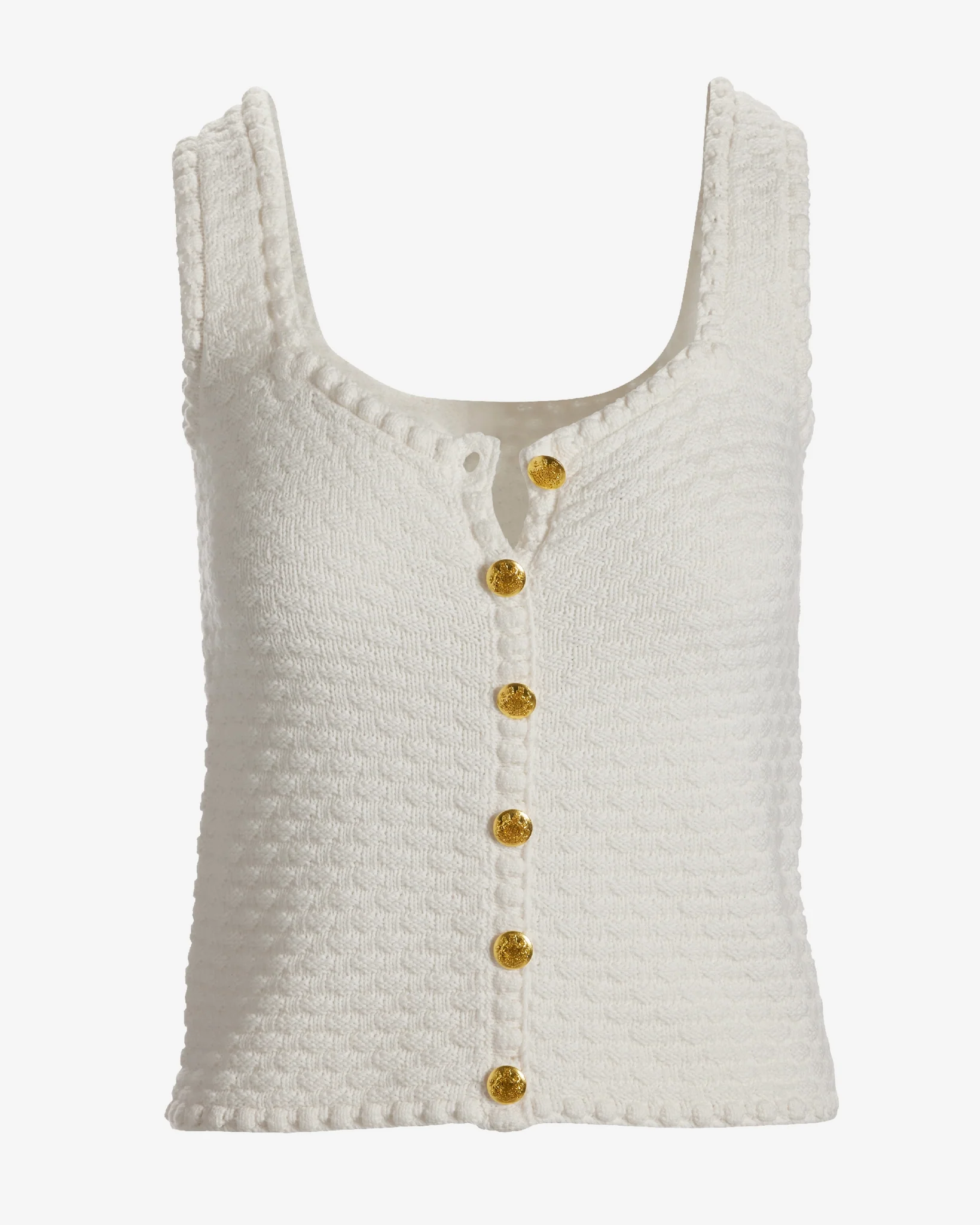 Button Detail Sweater Tank Off White - Futureuc