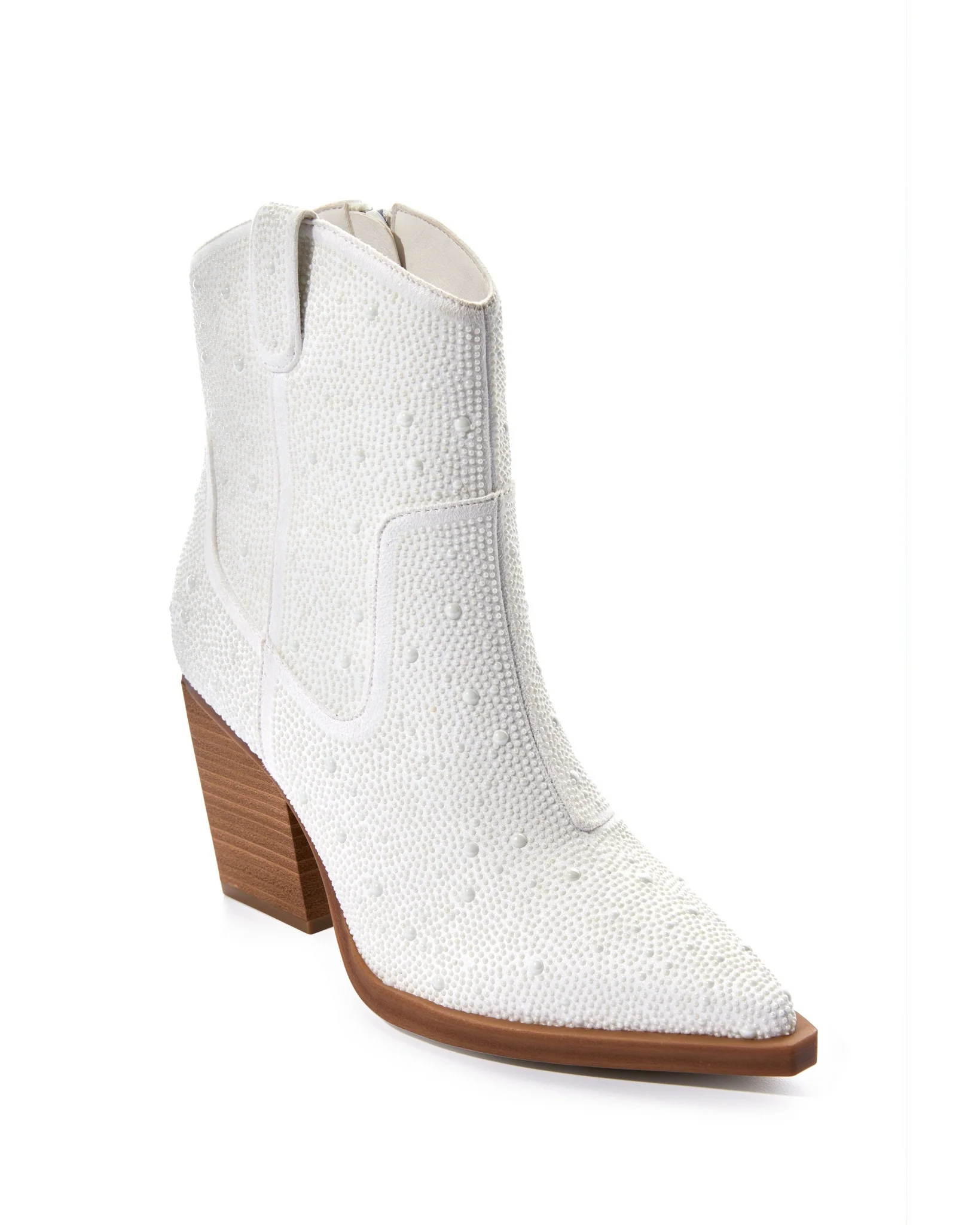Western Pearl Ankle Bootie White - Futureuc
