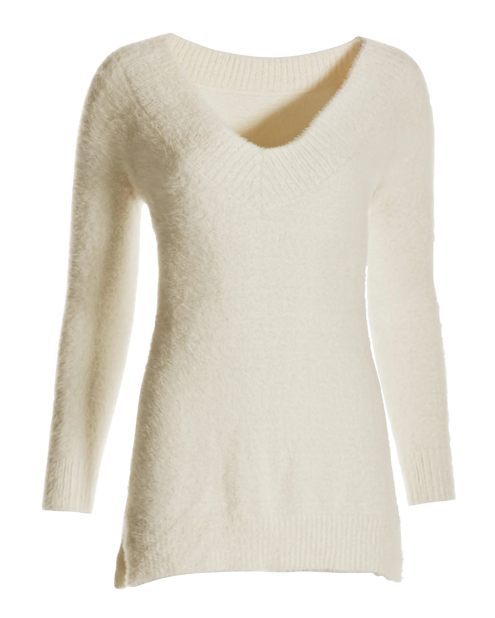 V Neck Cozy Sweater Off White - Futureuc