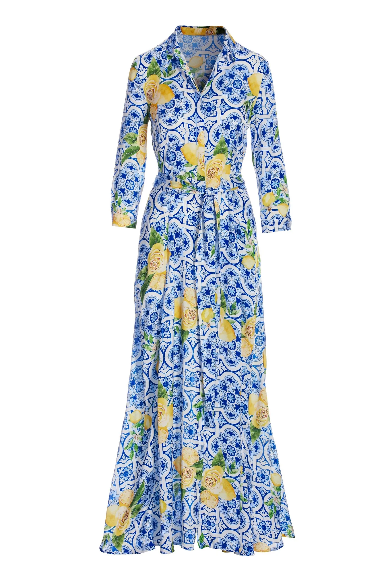 Tile Print Shirtdress Blue Multi - Futureuc