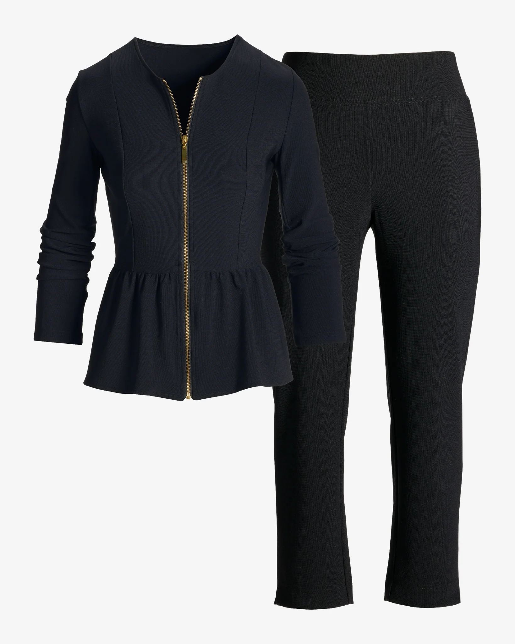 Beyond Travel Peplum Coordinates Jet Black - Futureuc