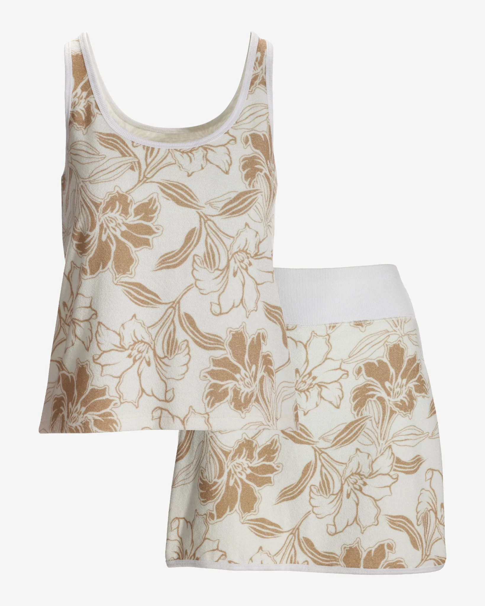 Beach Terry Floral Skort Set Neutral - Futureuc