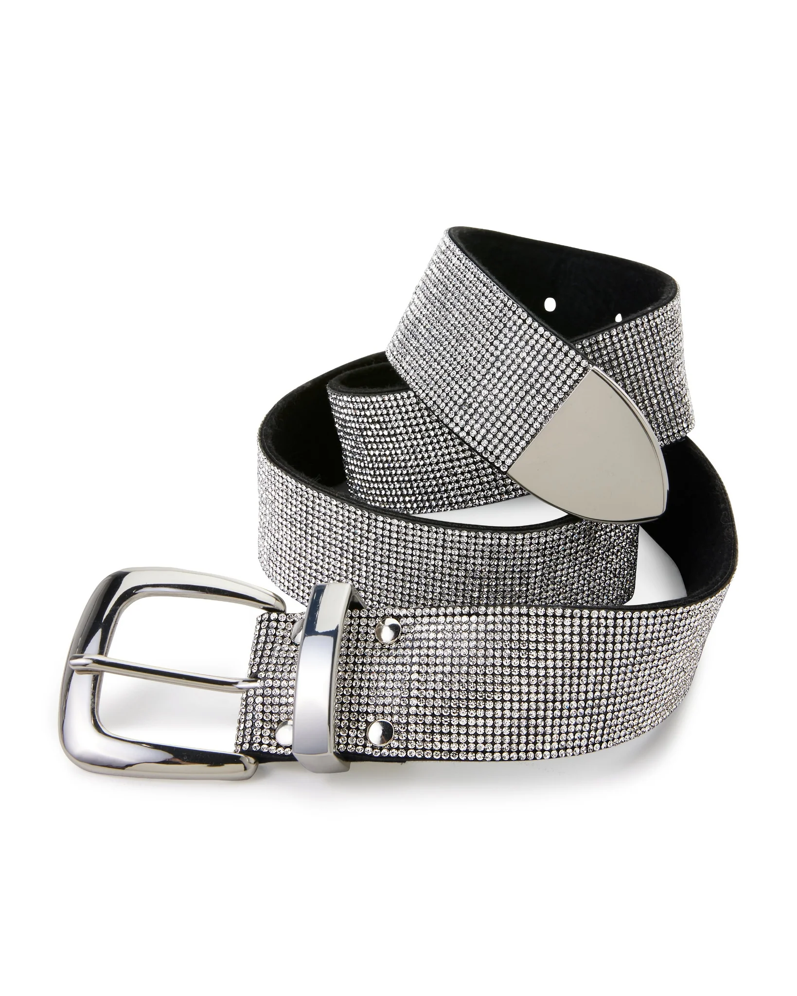 All Over Rhinestone Belt Black/Silver - Futureuc