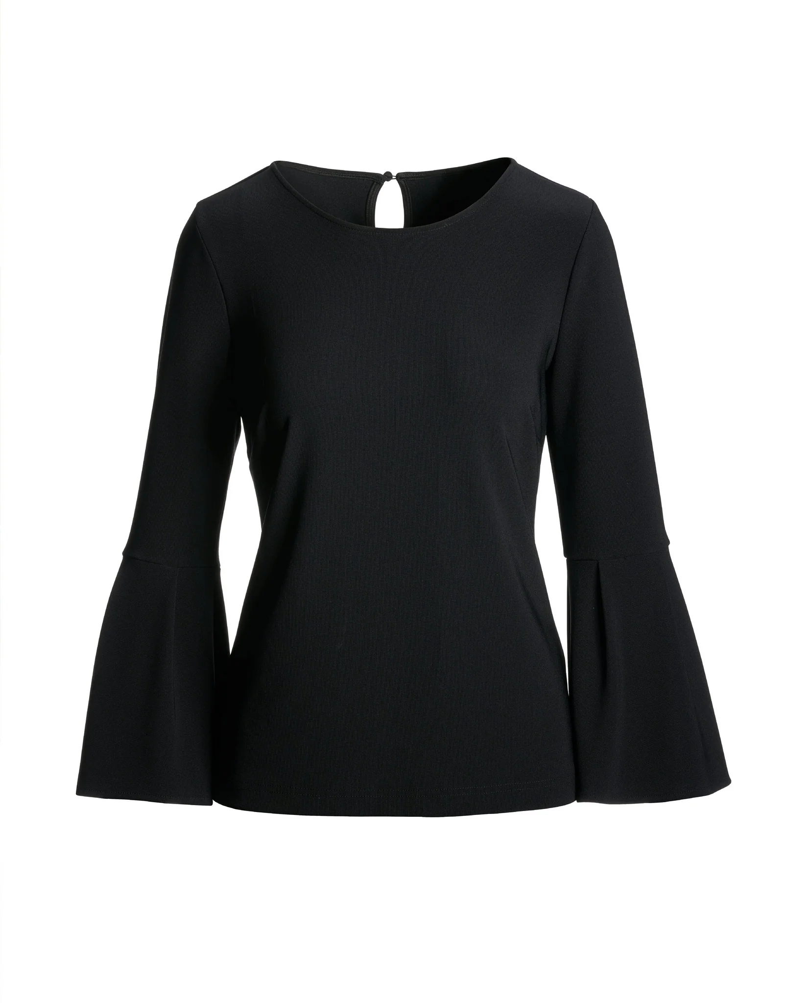 Beyond Travel Crew Neck Bell Sleeve Top Jet Black - Futureuc