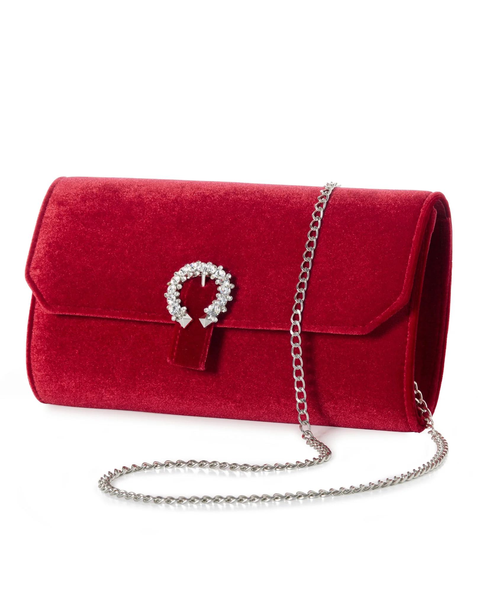 Velvet Embellished Clutch Red - Futureuc
