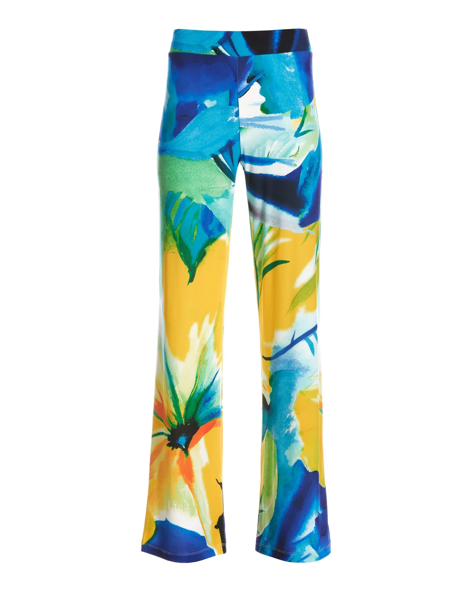 Valencia Florals Knit Palazzo Pant Blue/Yellow - Futureuc