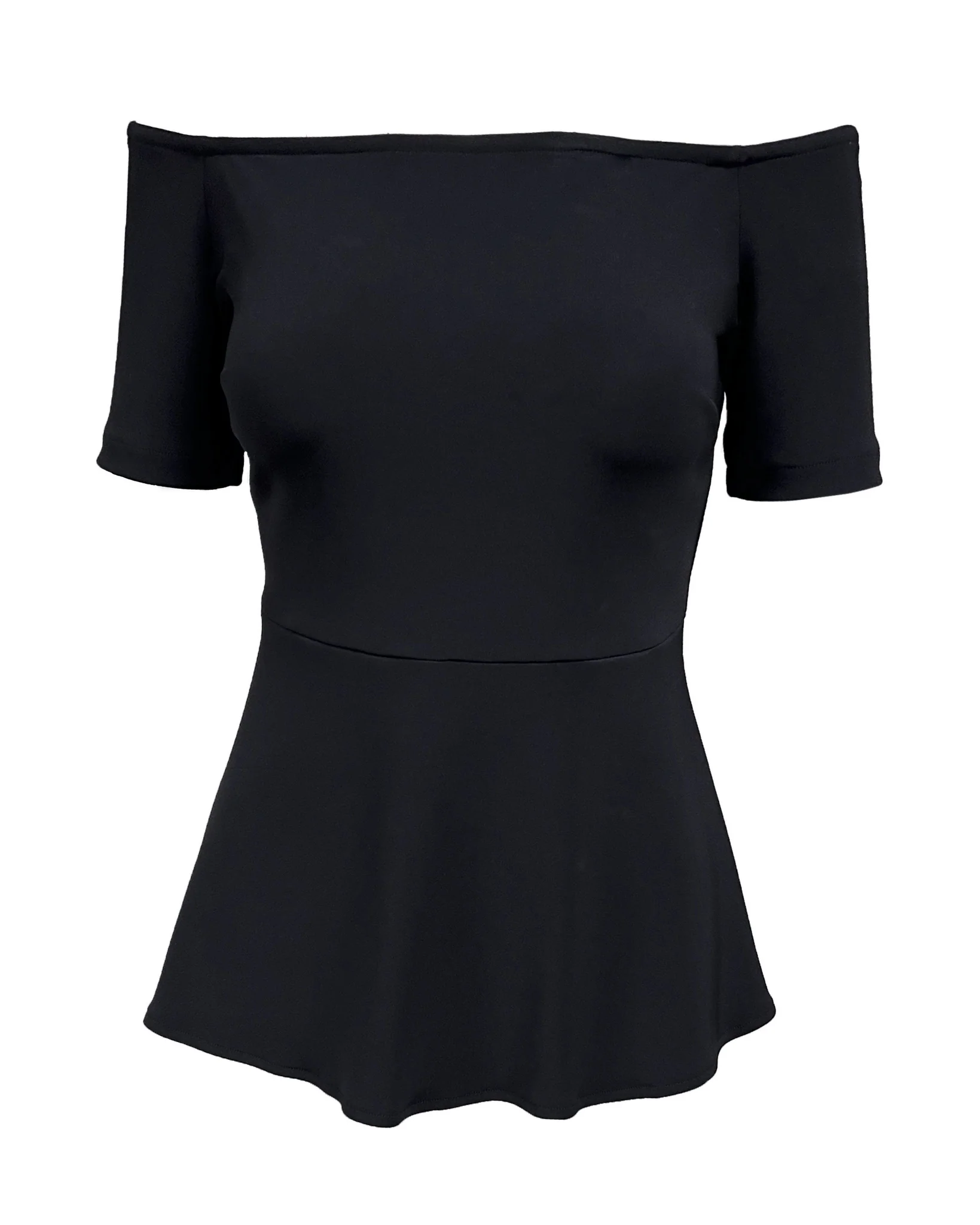 Beyond Travel Short-Sleeve Peplum Top Jet Black - Futureuc