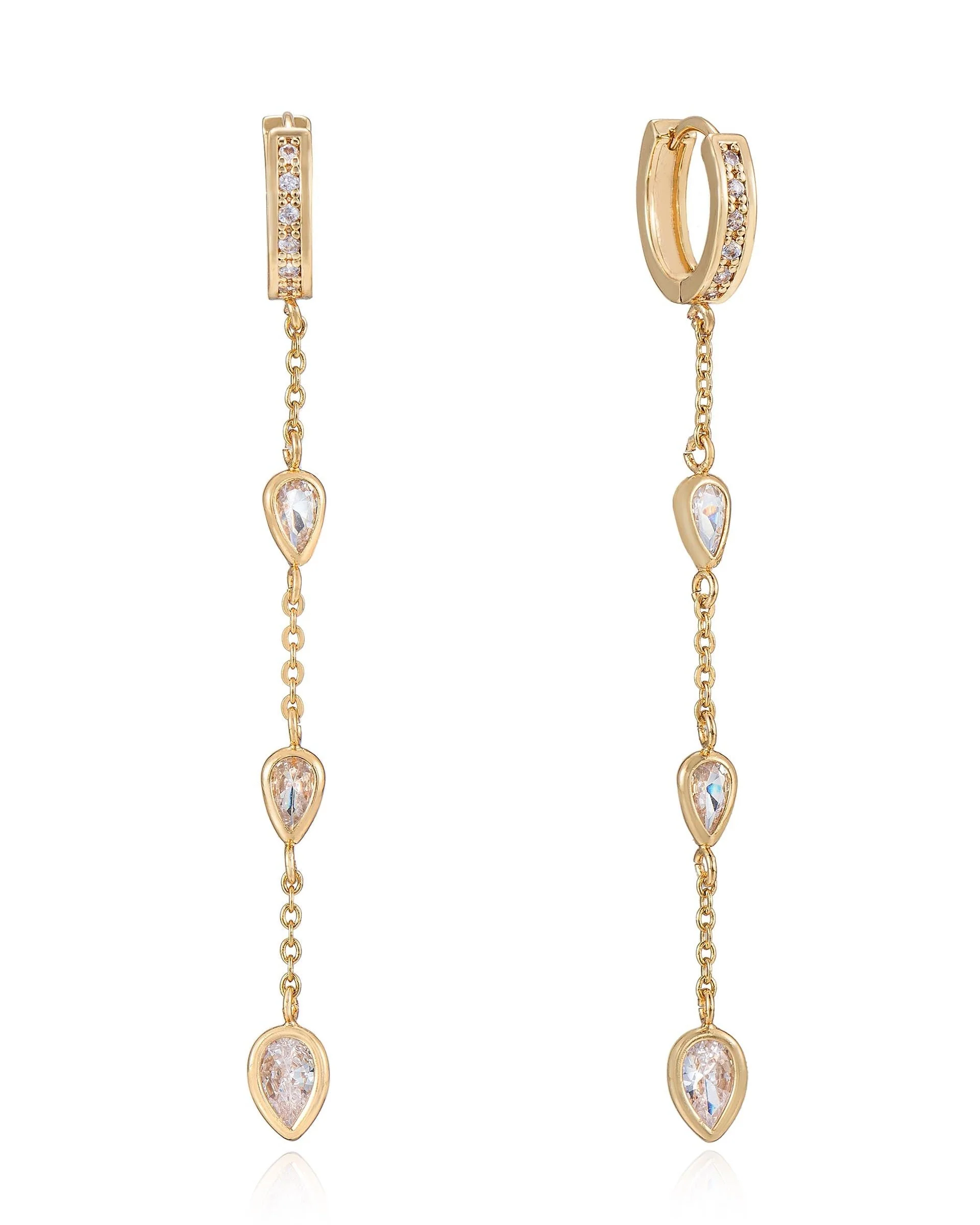 Bezel Crystal Huggie Dangle Earrings - Futureuc