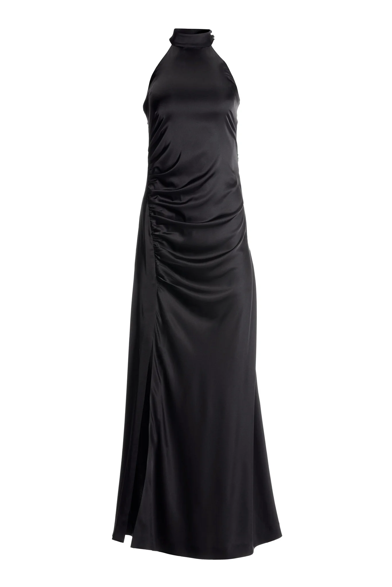 Charm Ruched High Neck Maxi Black - Futureuc