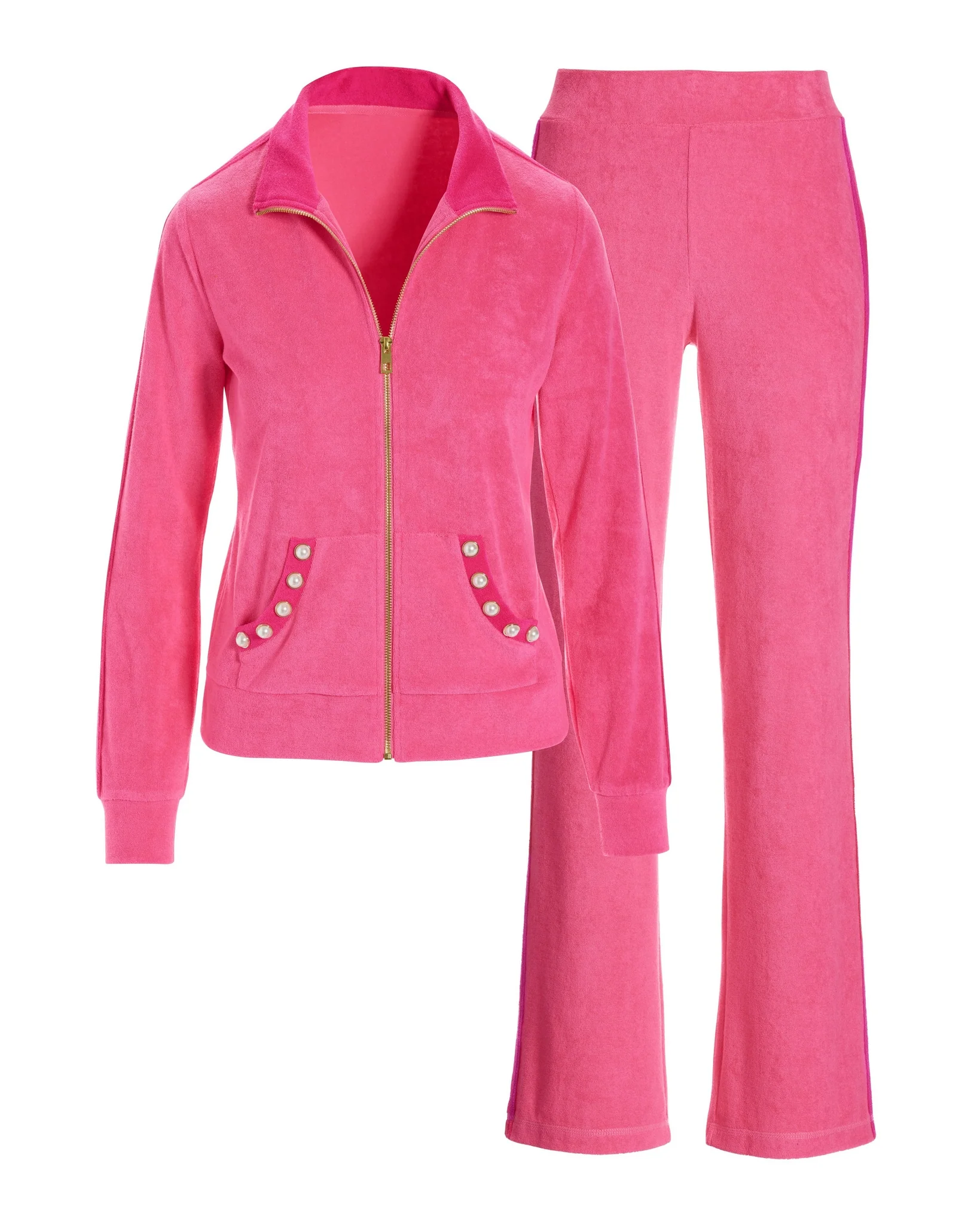 Beach Terry Pearl Jacket and Pant Set Aurora Pink - Futureuc
