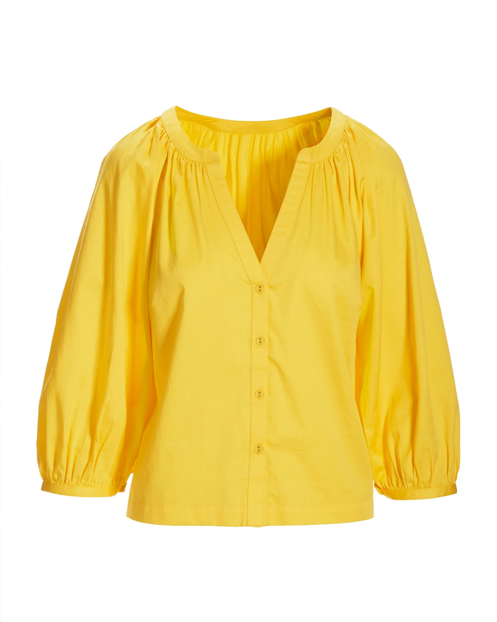 Brooke Notch Neck Poplin Shirt Habanero Gold - Futureuc