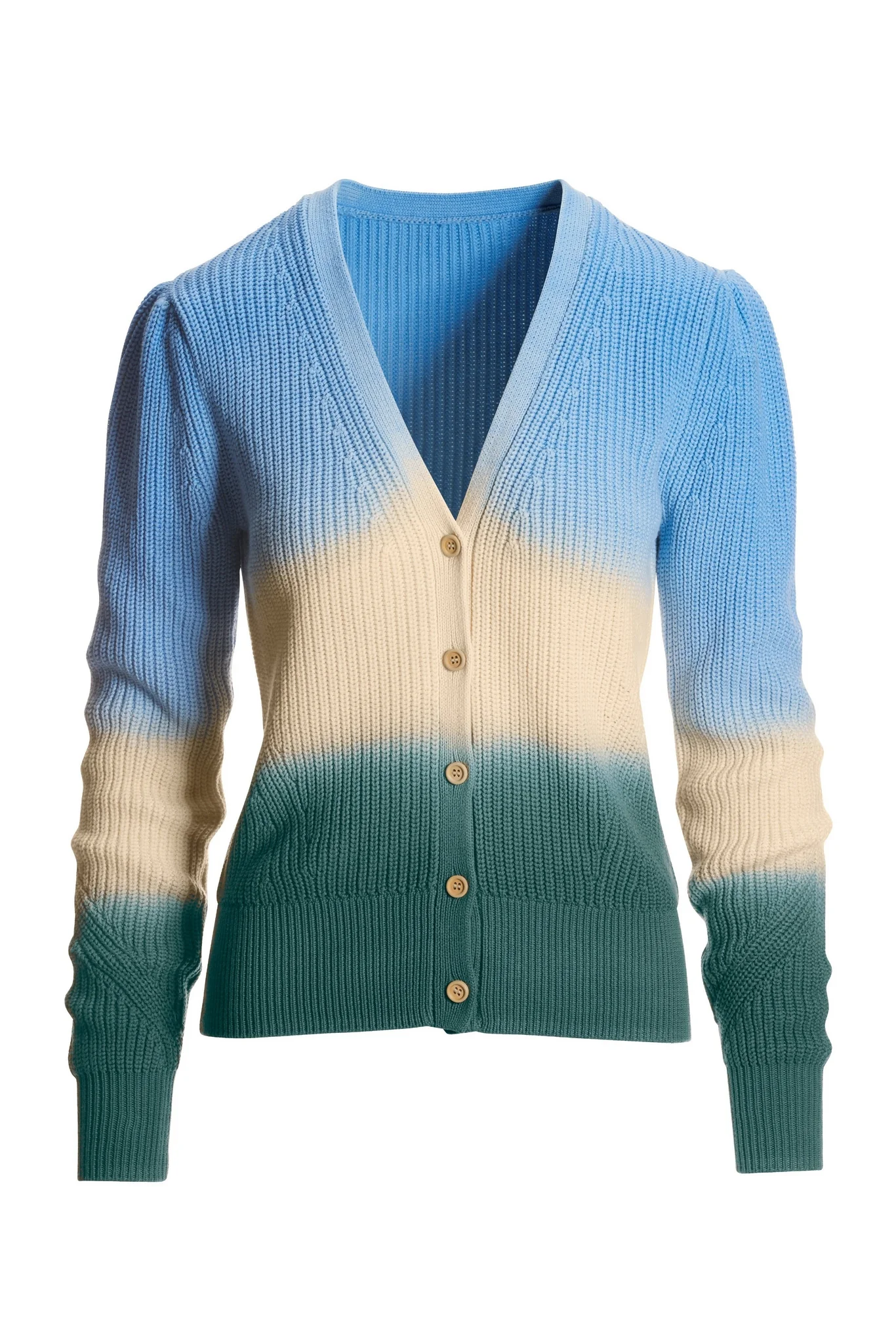 Tie Dye Puff Sleeve Shaker Stitch Cardigan Multi - Futureuc