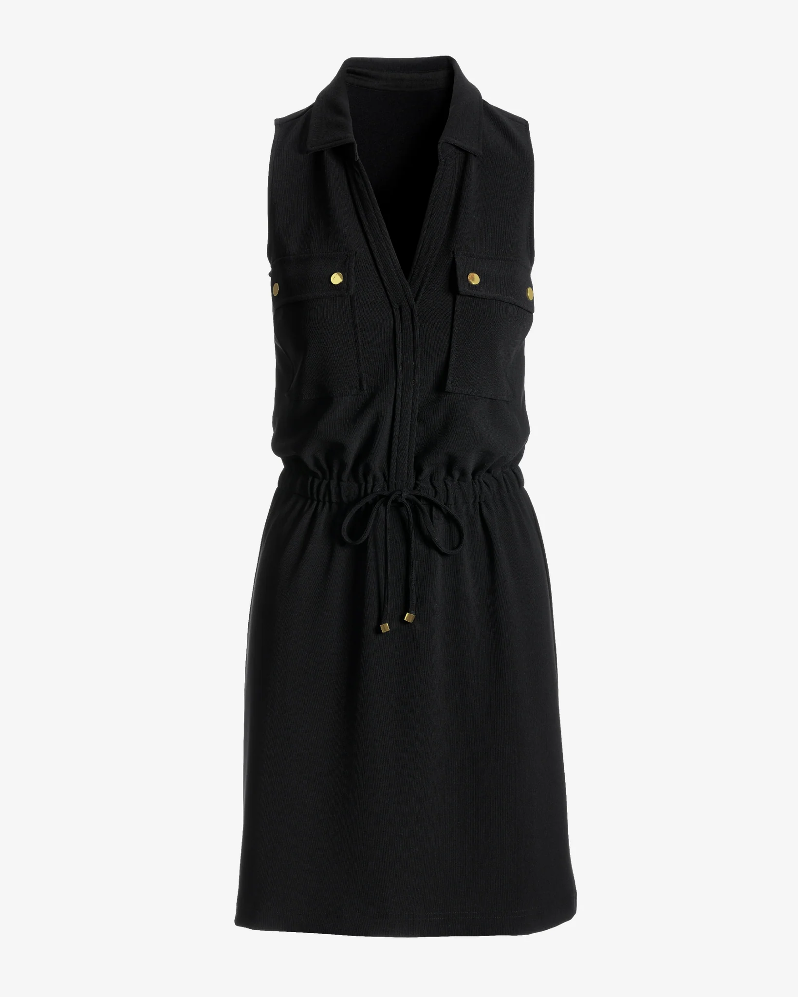 Beyond Travel Chic Drawstring Utility Dress Jet Black - Futureuc