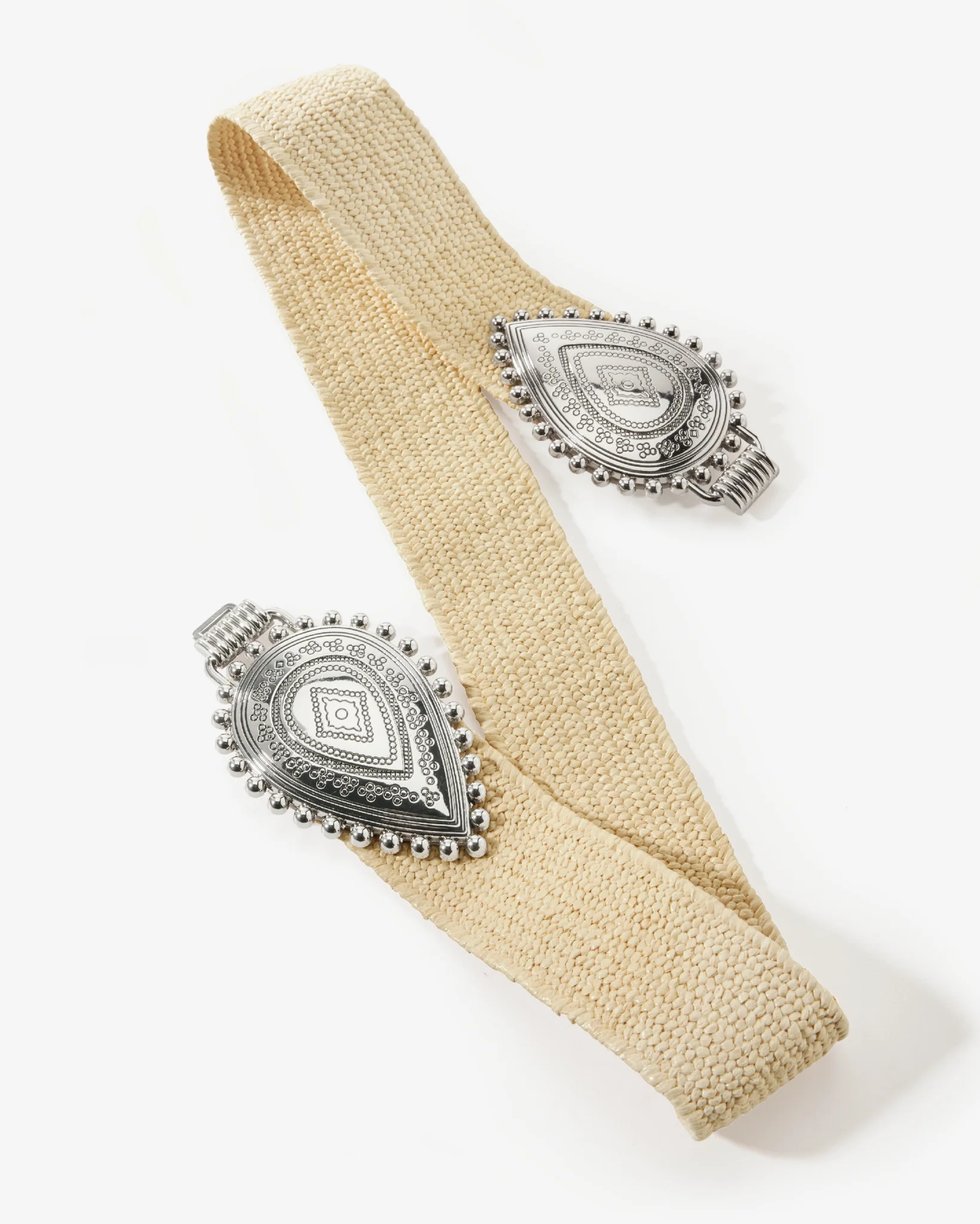 Western Buckle Raffia Belt Natural - Futureuc