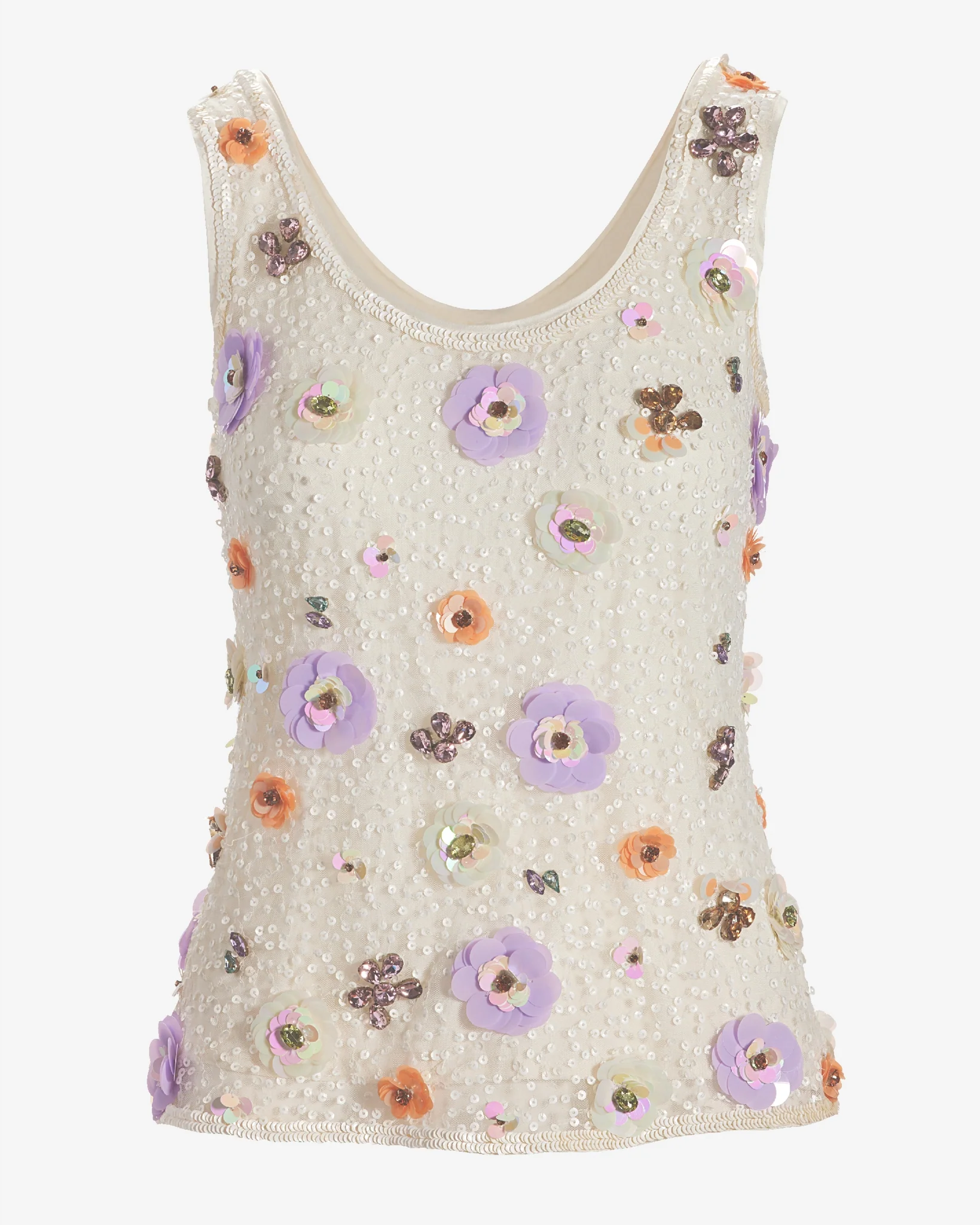 Beaded Scoop Neck Blouse White Multi - Futureuc