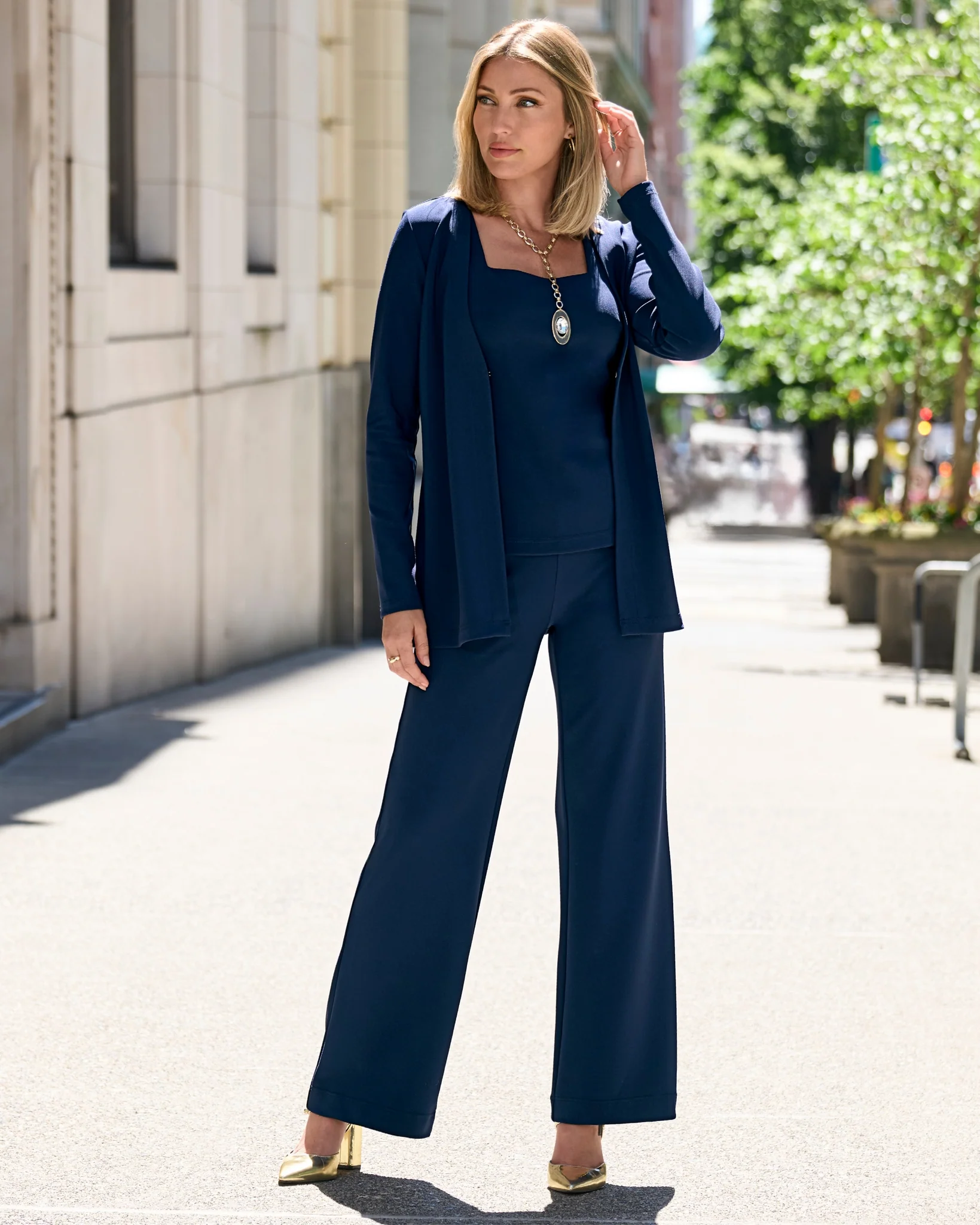 Beyond Travel High Rise Palazzo Pant Maritime Navy - Futureuc