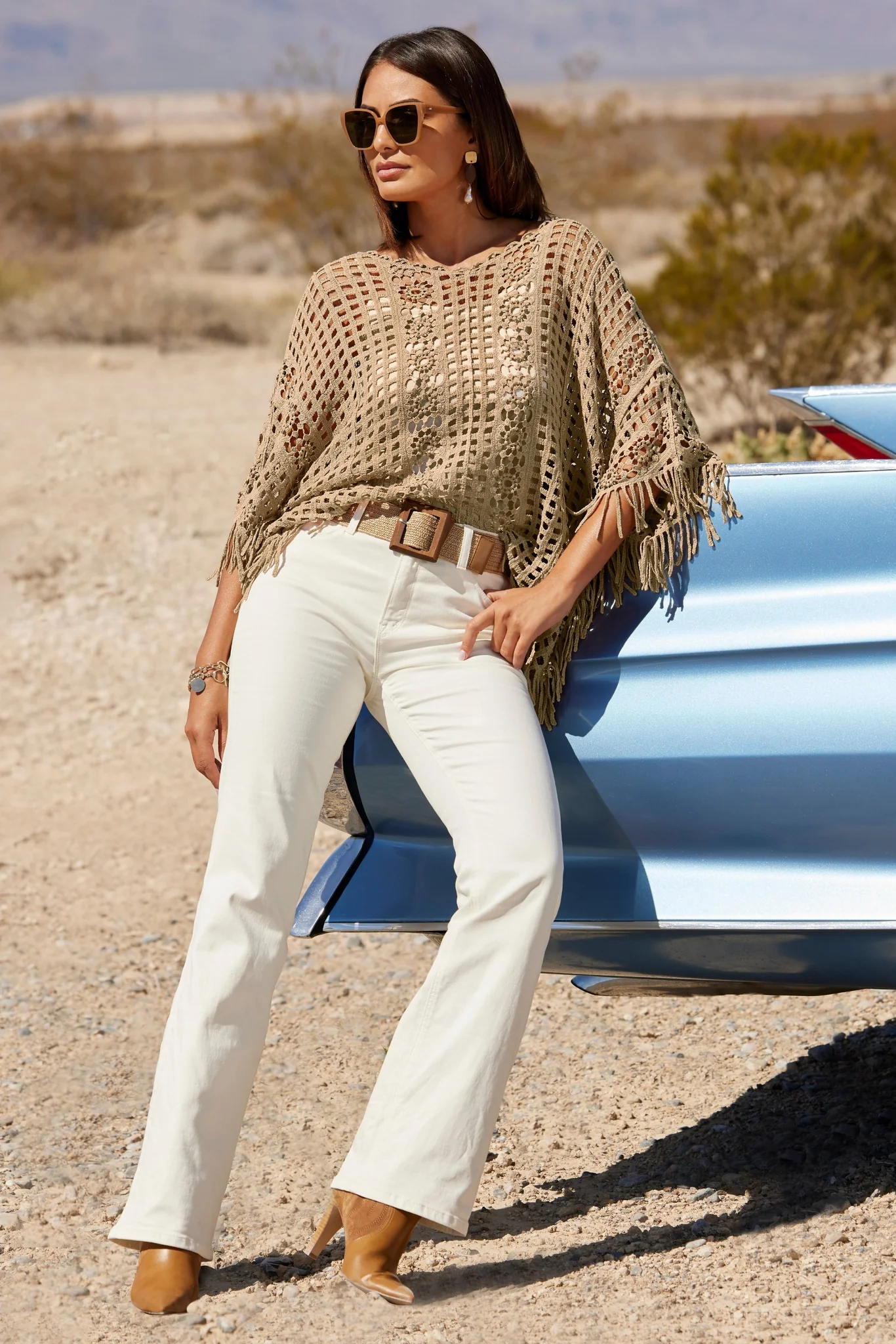 Wood Buckle Stretch Belt Tan - Futureuc