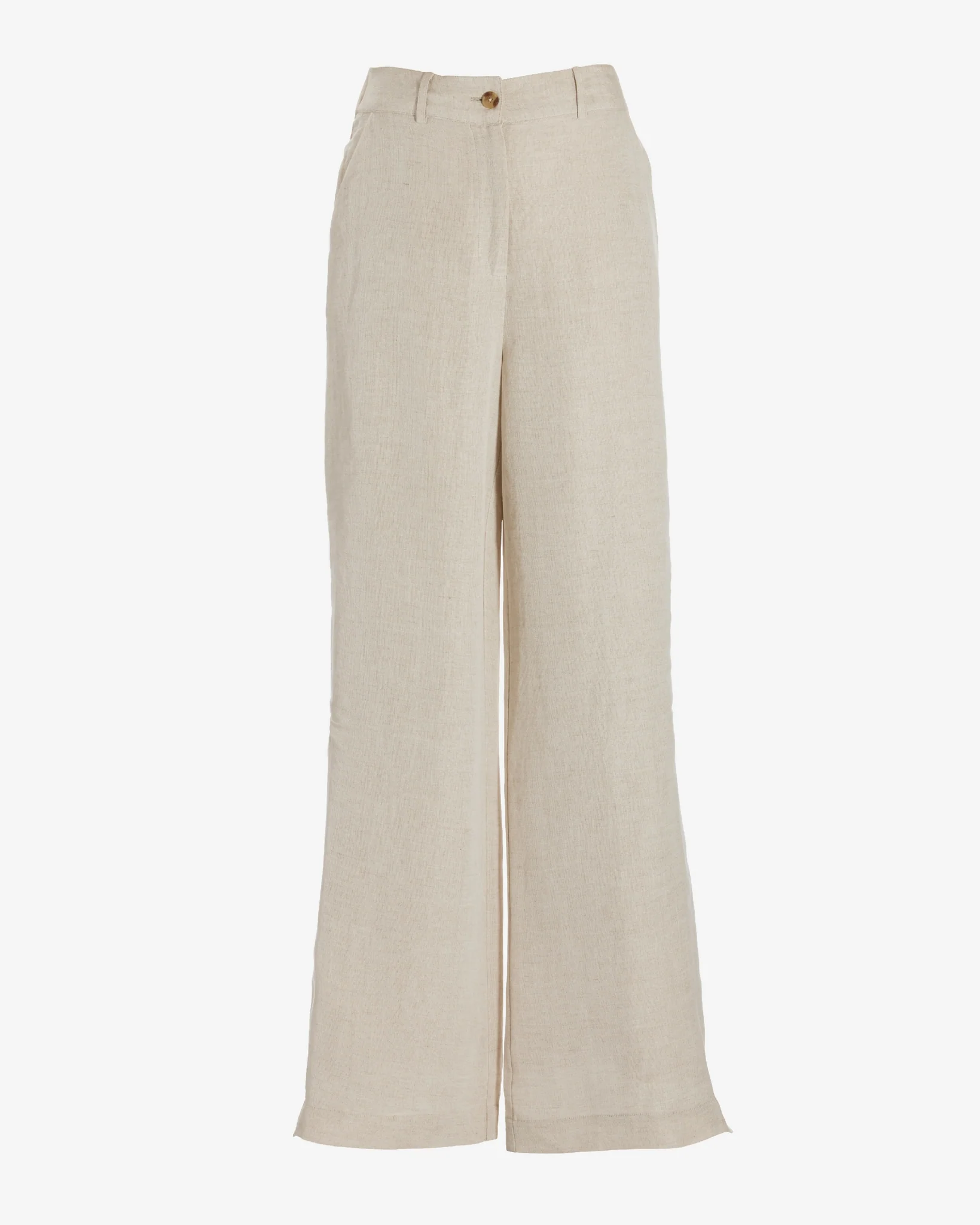 Casual side slit Linen pant Flax - Futureuc