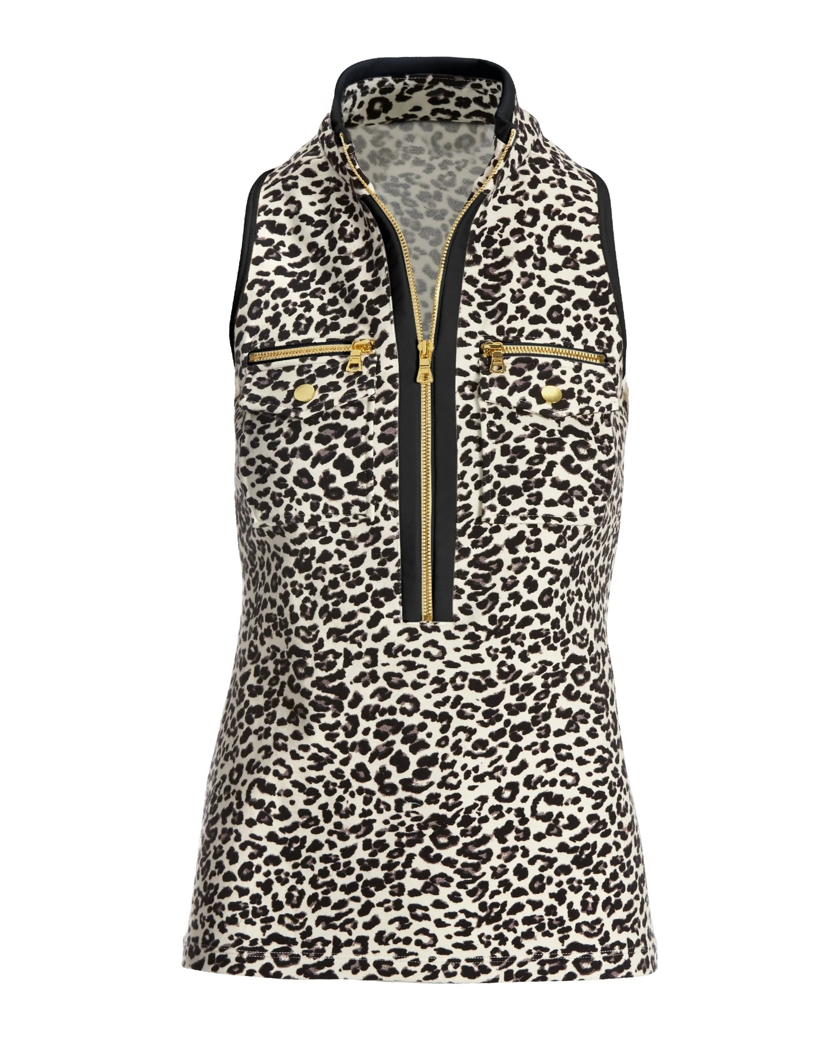 Animal Sleeveless Chic Zip Top Multi - Futureuc