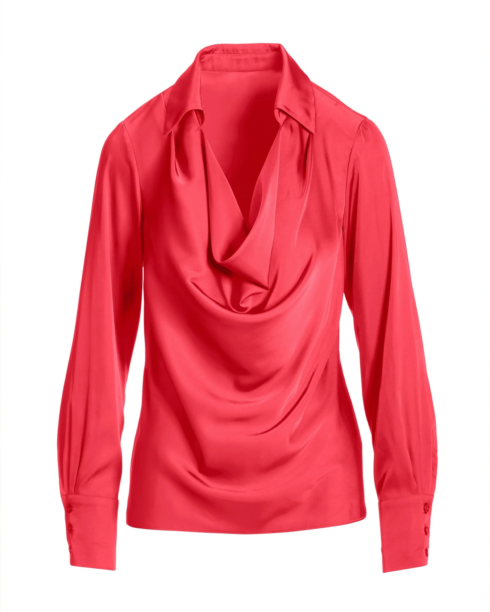 Veronica Collared Cowl Neck Charmeuse Blouse Paradise Pink - Futureuc