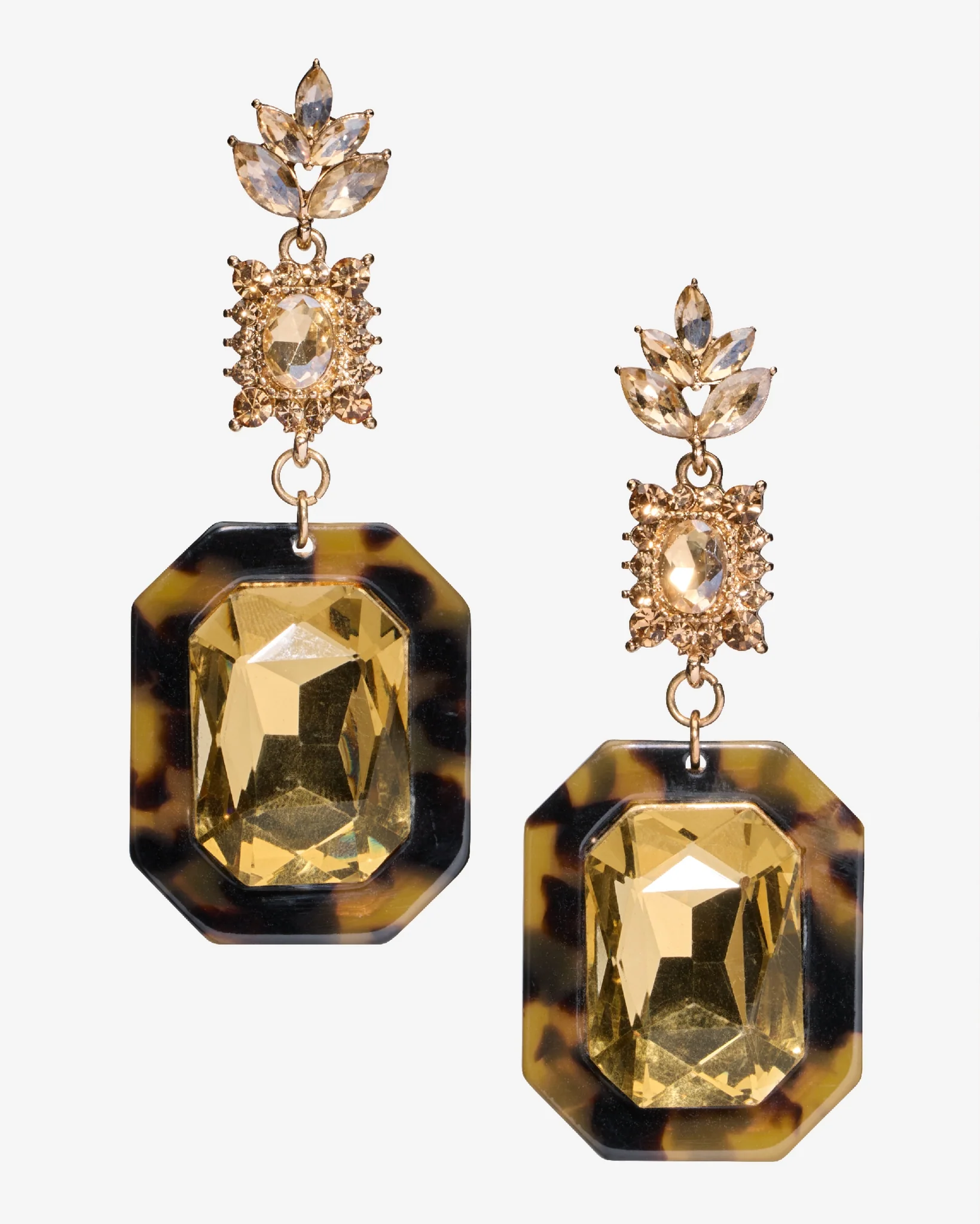 Tortoise Gem Drop Earring Brown - Futureuc