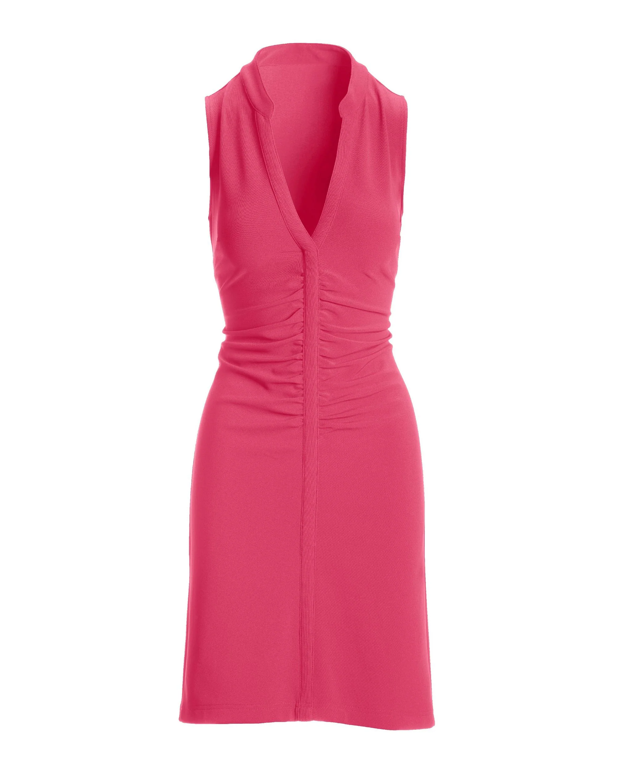 Beyond Travel Sleeveless Ruched Short Dress Fandango Pink - Futureuc