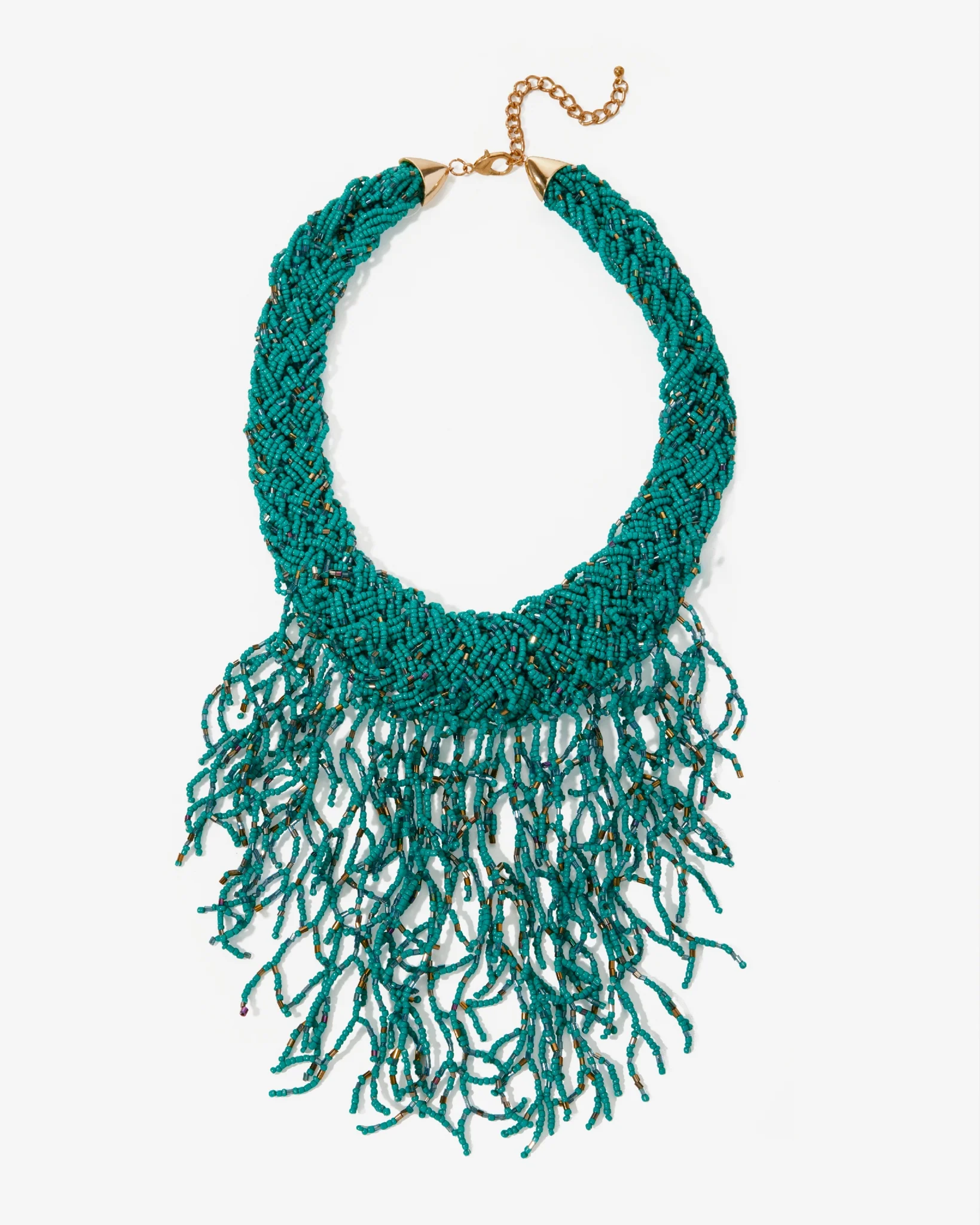 Turquoise Beaded Fringe Necklace Turquoise - Futureuc