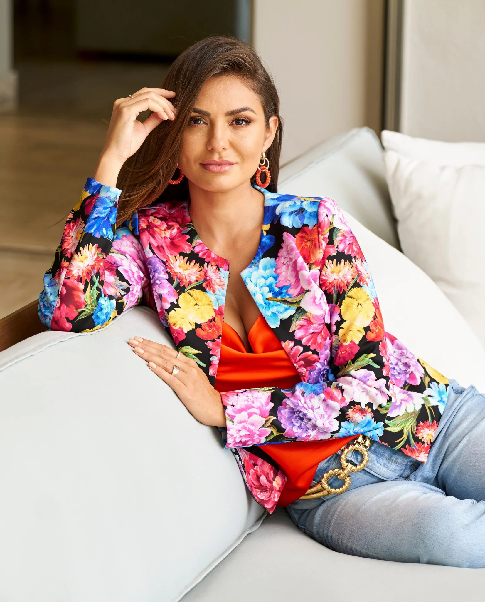 Uptown Garden Print Scuba Jacket Multi - Futureuc