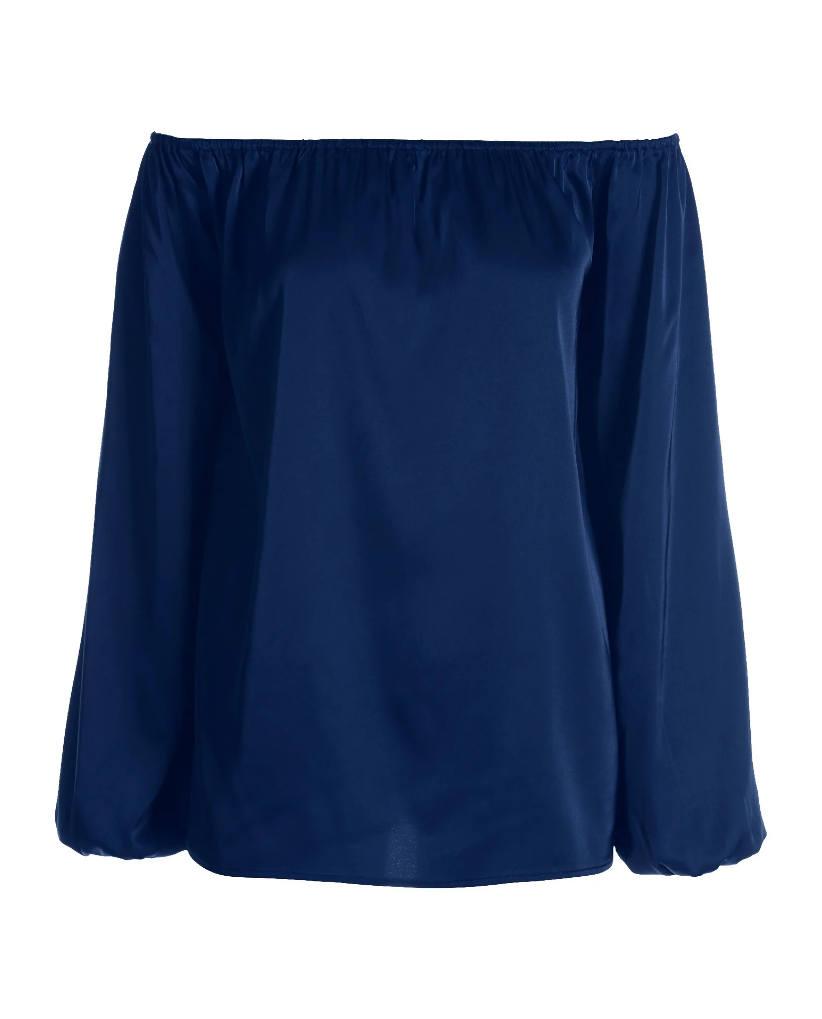 Anna Off The Shoulder Charmeuse Blouse Navy - Futureuc