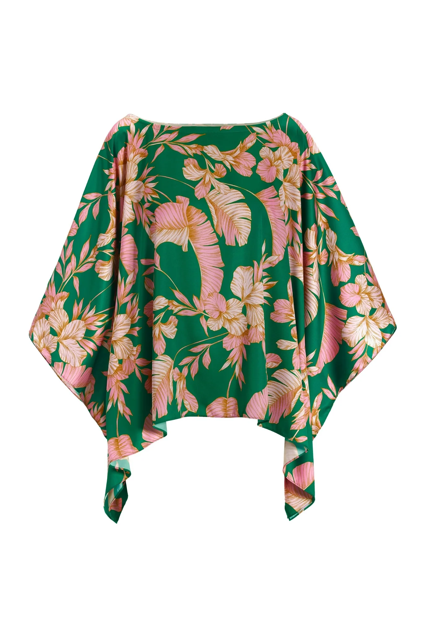 Tropical Summer Print Slouchy Charmeuse Blouse Green Multi - Futureuc