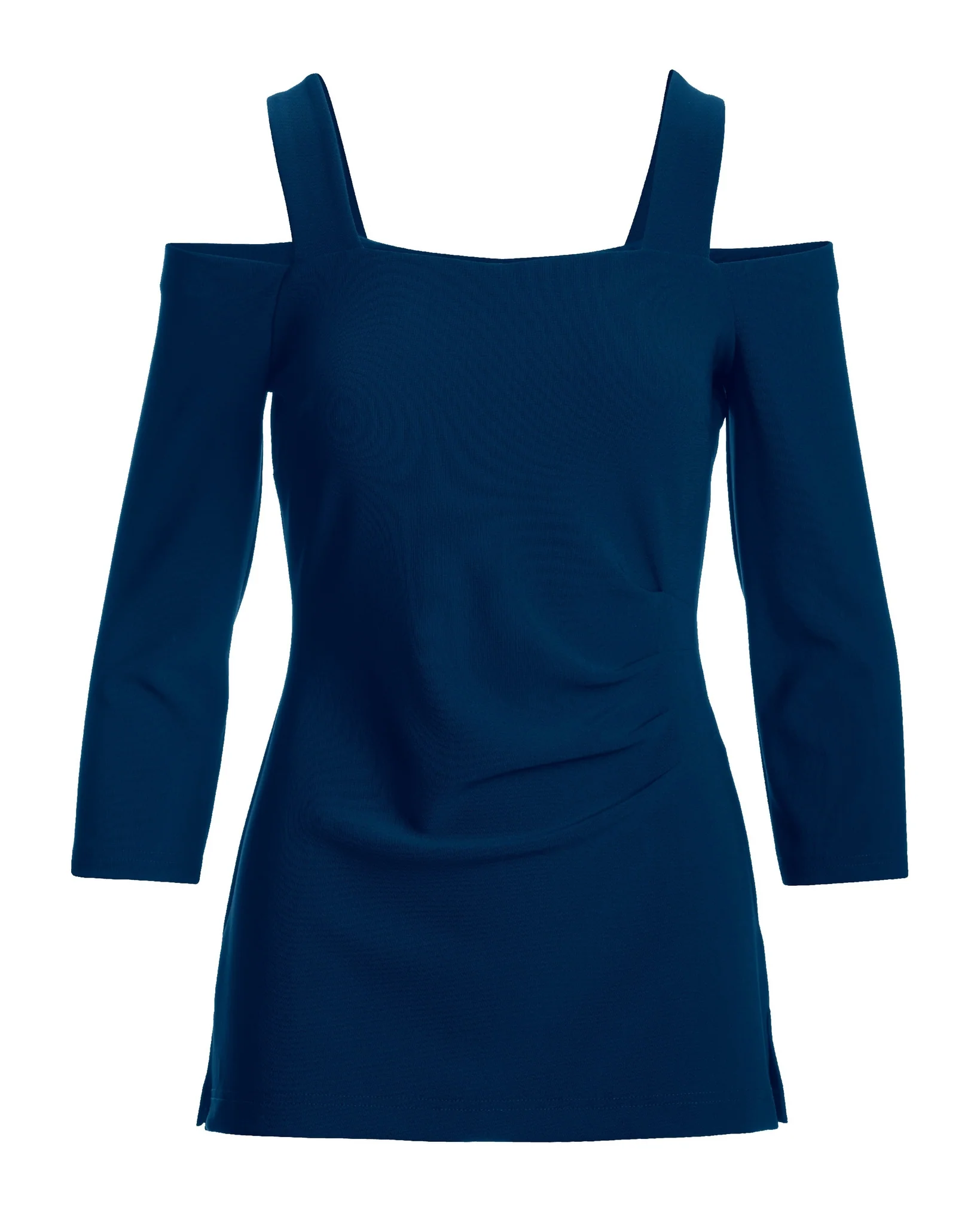 Beyond Travel Cold Shoulder Three Quarter Sleeve Top Maritime Navy - Futureuc