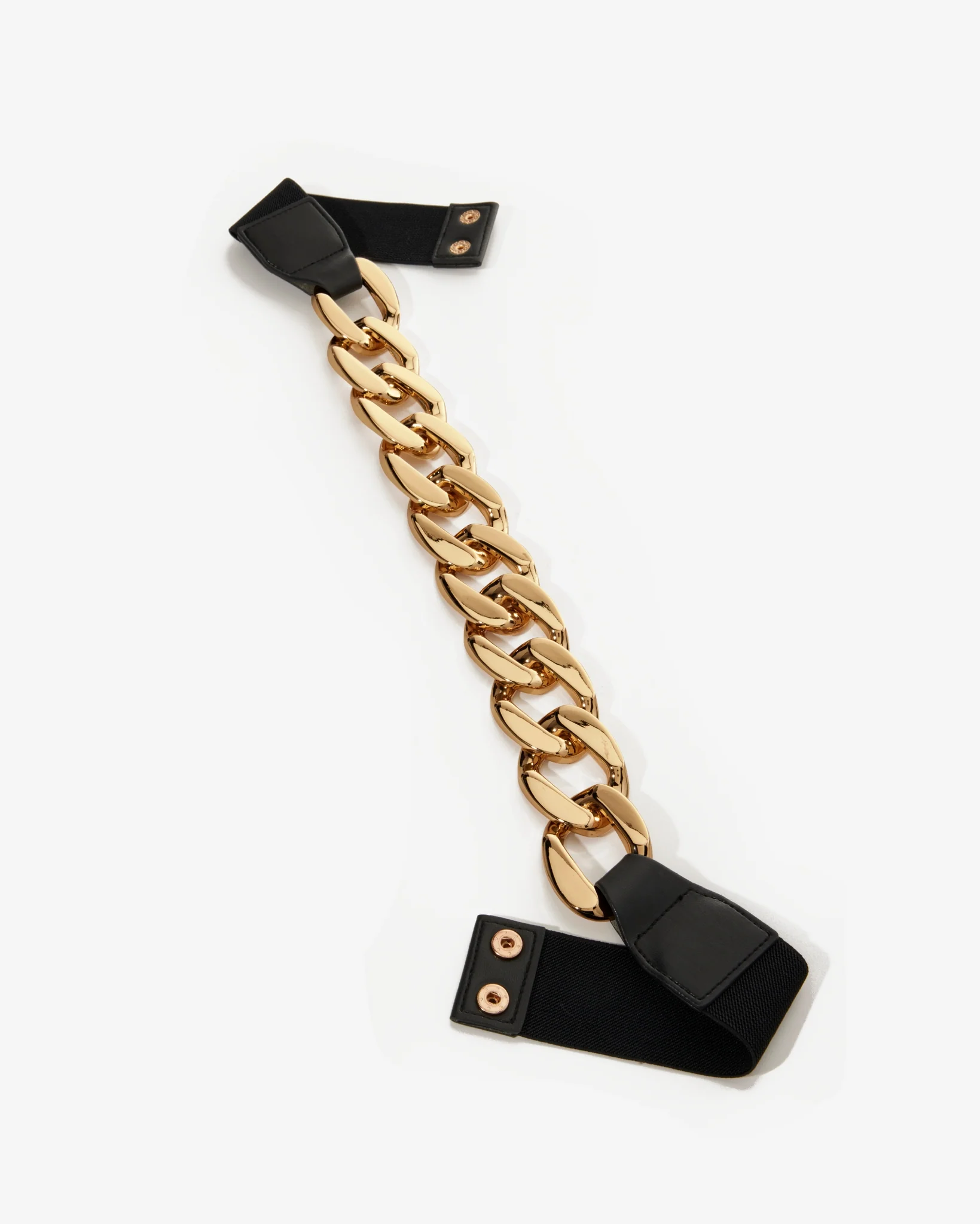 Chain & Faux Leather Belt Black/Gold - Futureuc