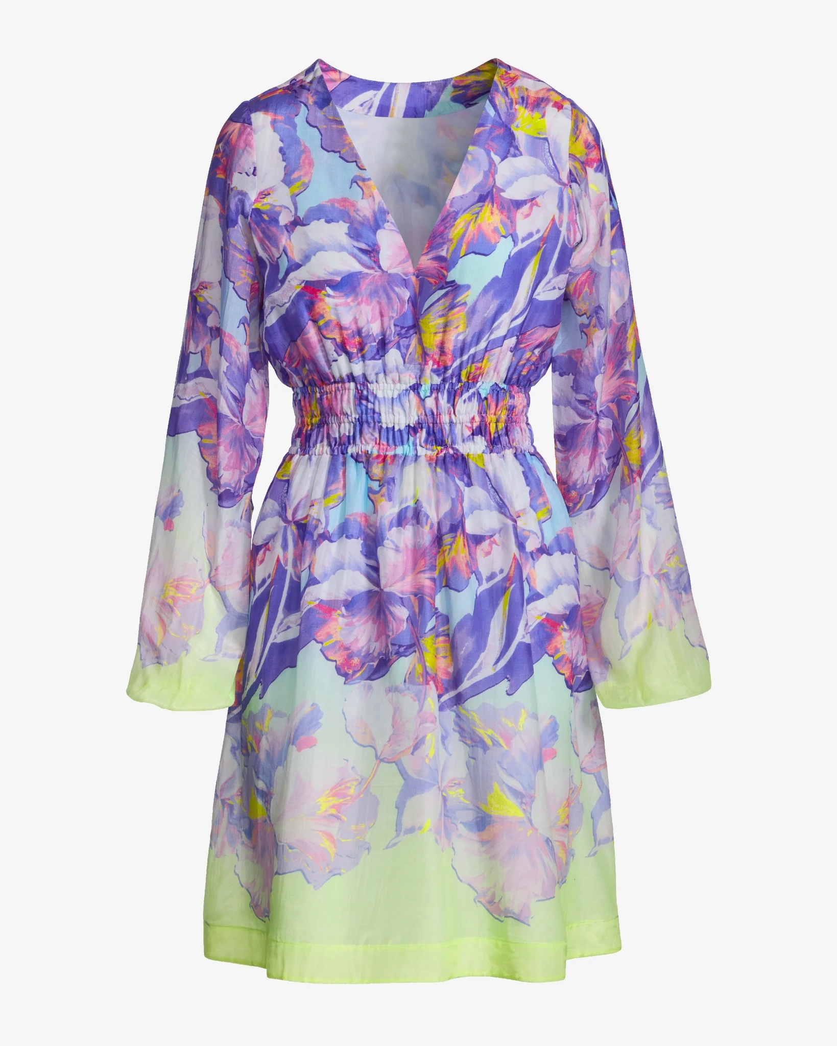 Versailles Fleurs Print Long Sleeve A Line Dress Versailles Fleurs - Futureuc