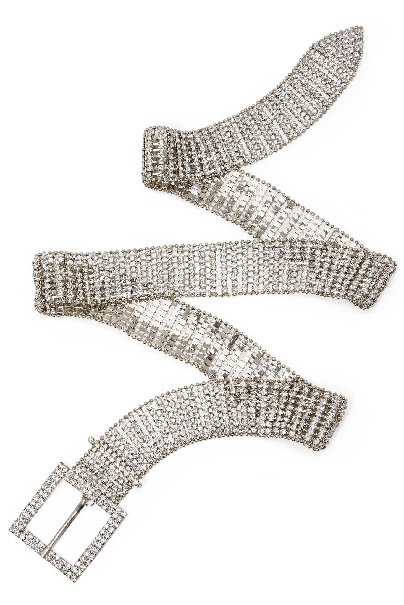 Chain Rhinestone Belt Silver - Futureuc