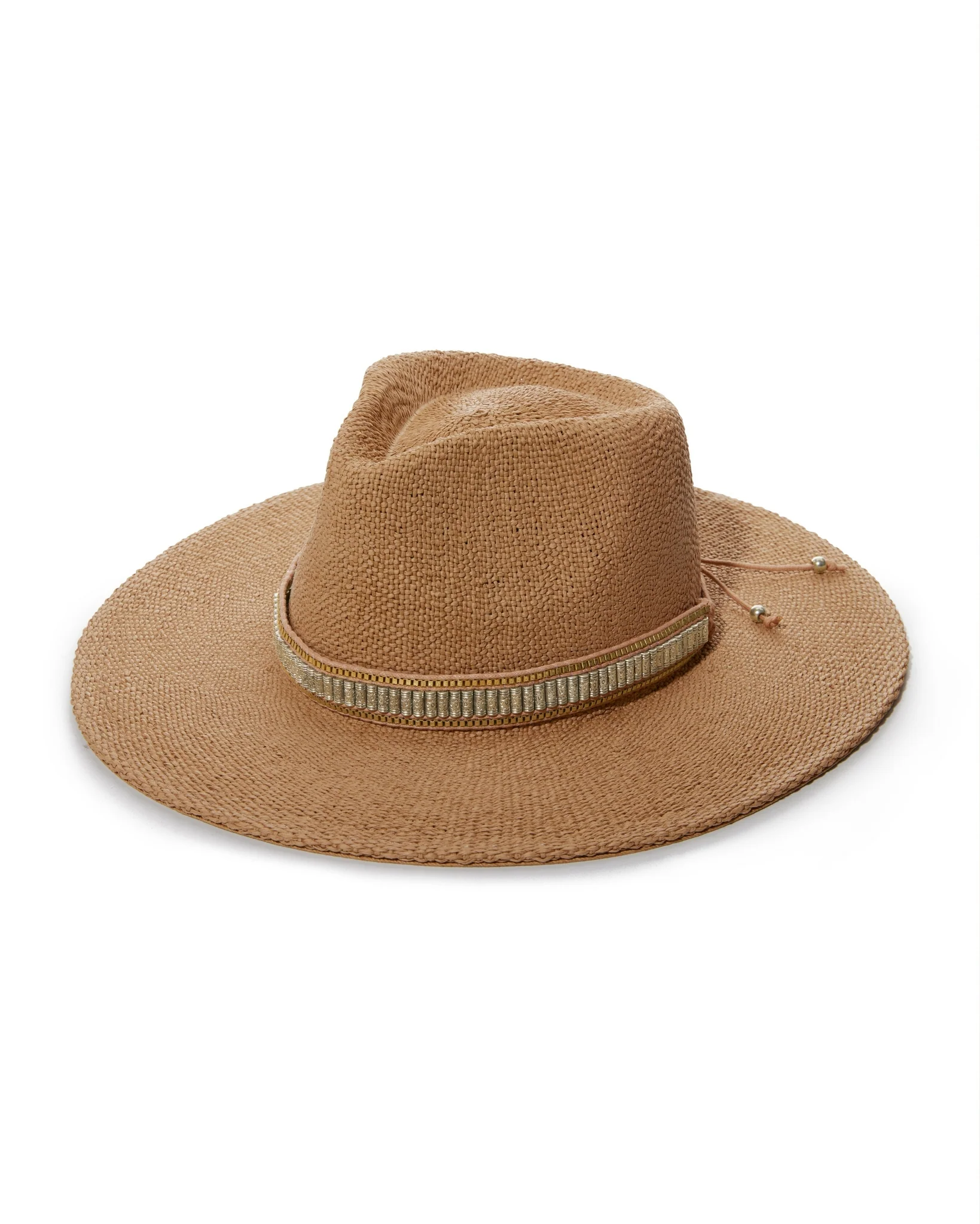 Beaded Trim Fedora Hat Natural - Futureuc