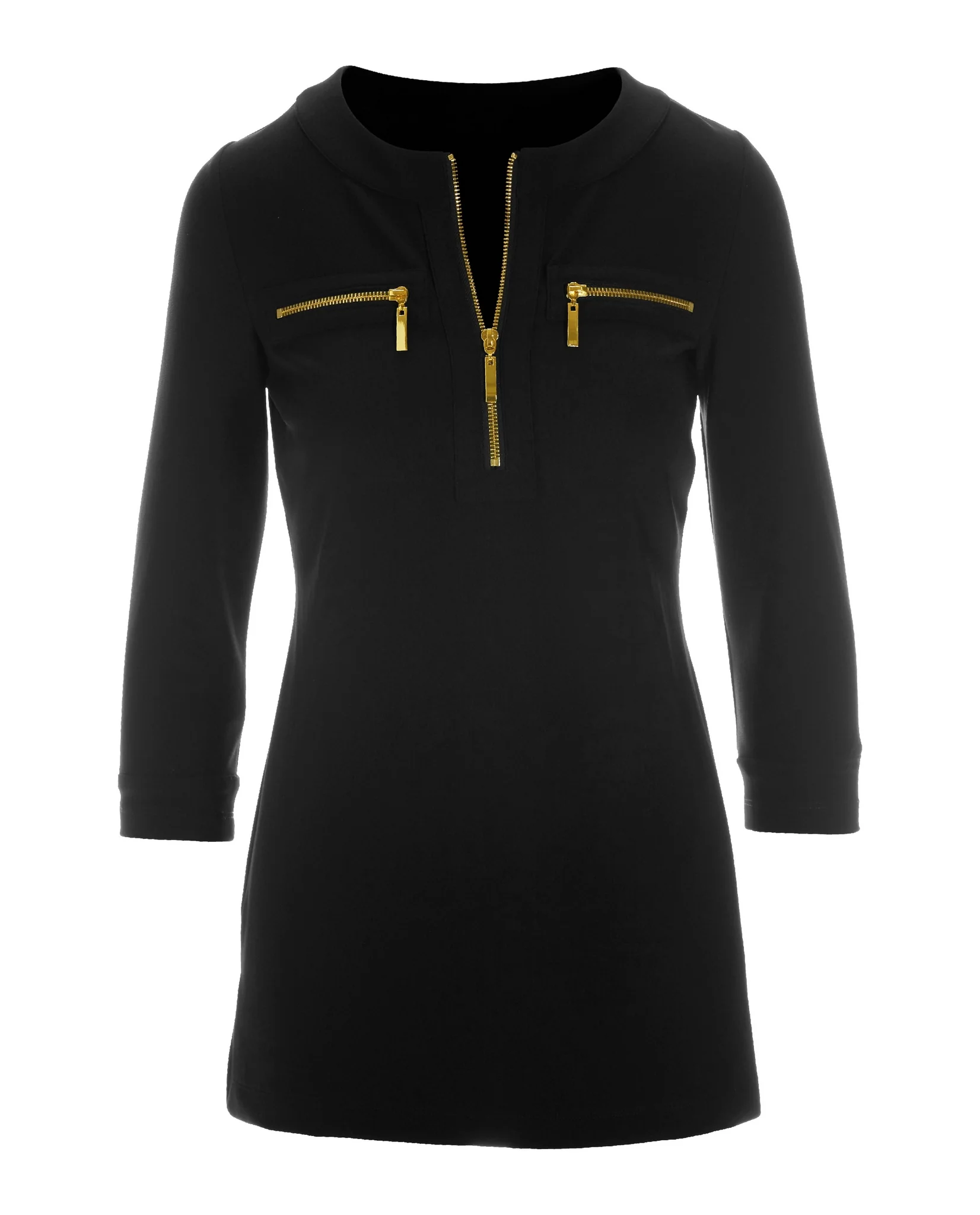 Beyond Travel Half Zip Tunic Top Jet Black - Futureuc