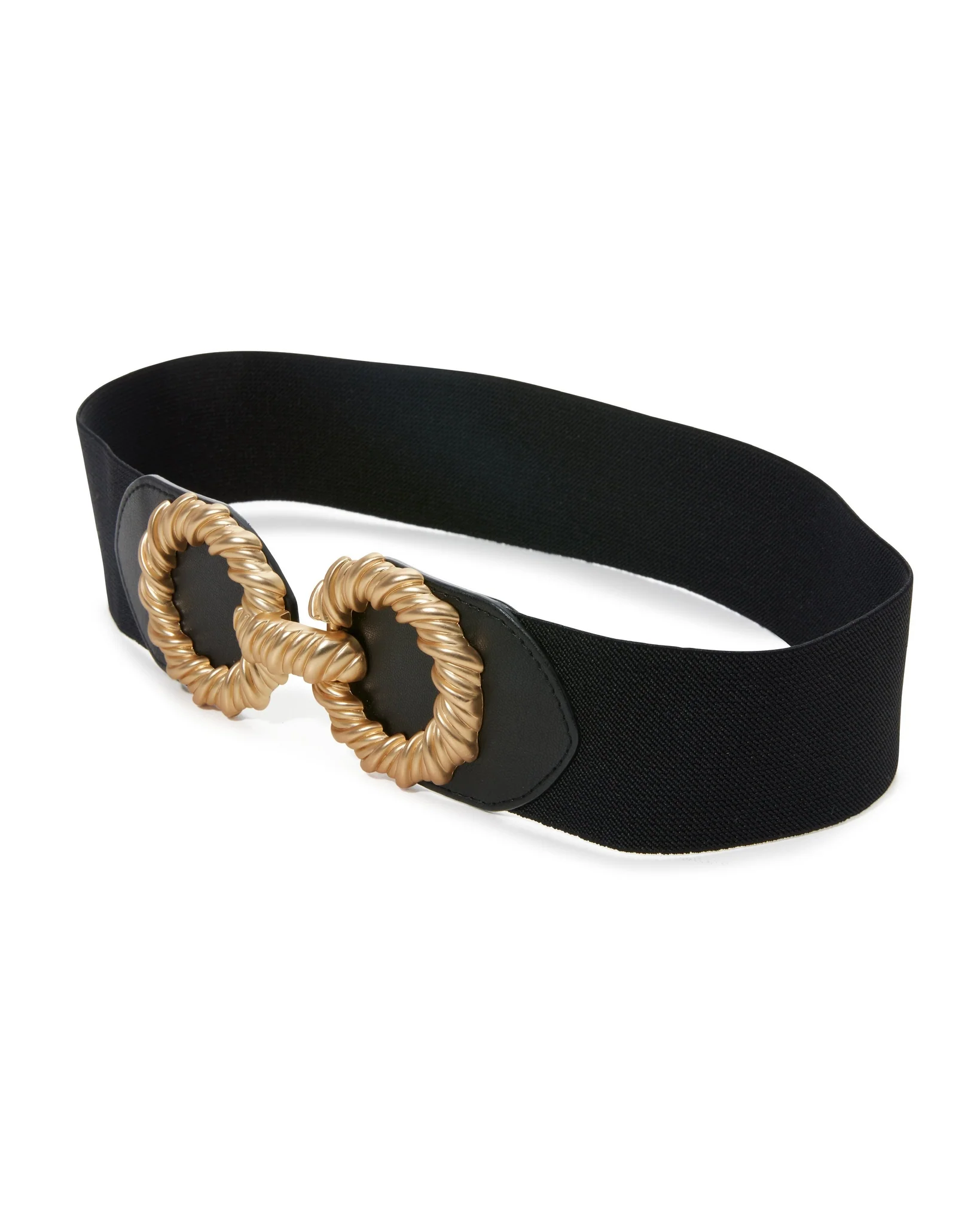 Twisted Hardware Stretch Belt Black/Gold - Futureuc