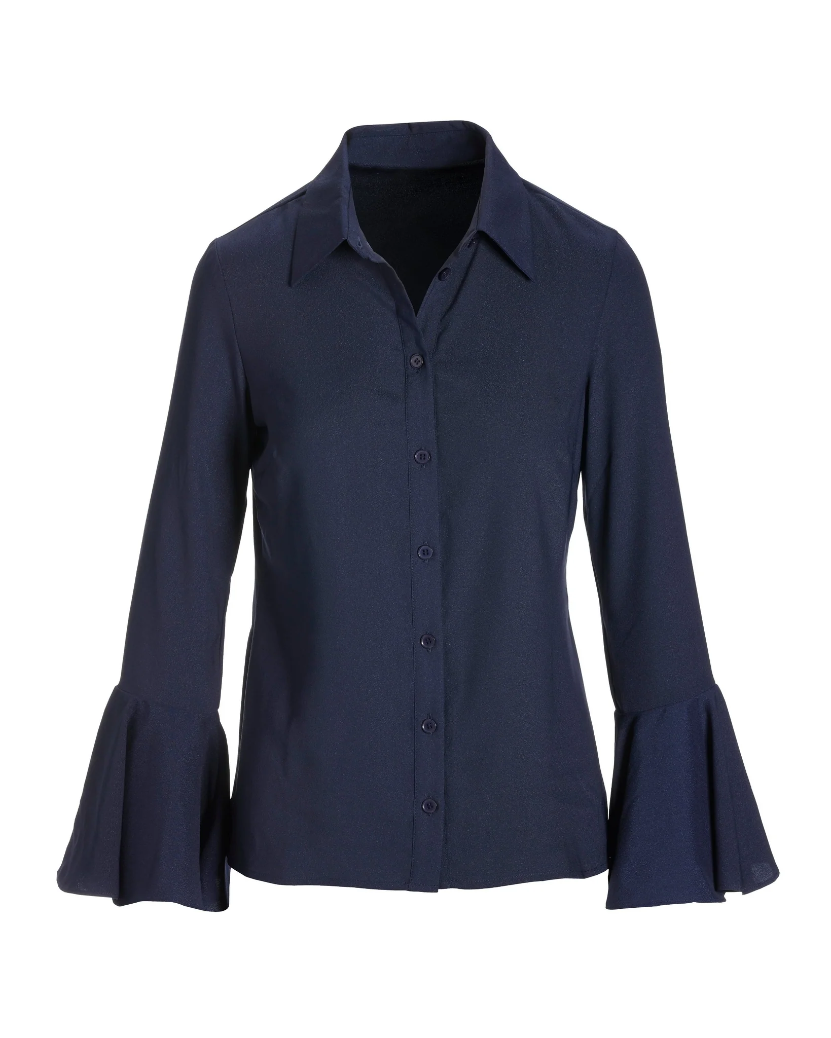 Alexa Flare Sleeve Shirt Navy - Futureuc