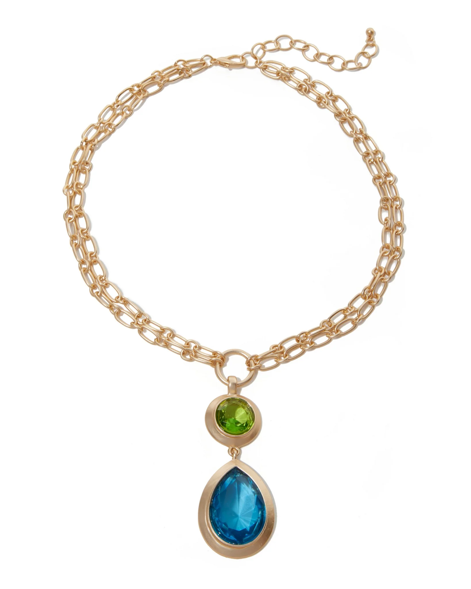 Chain and Gem Teardrop Necklace Blue Multi - Futureuc