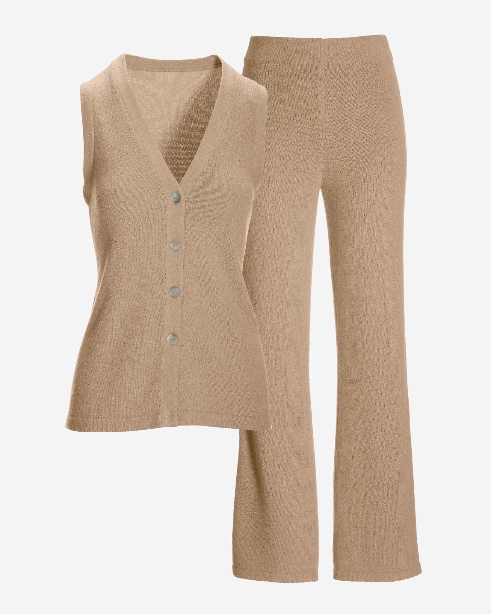 Button Up Sweater Lounge Set Sesame - Futureuc