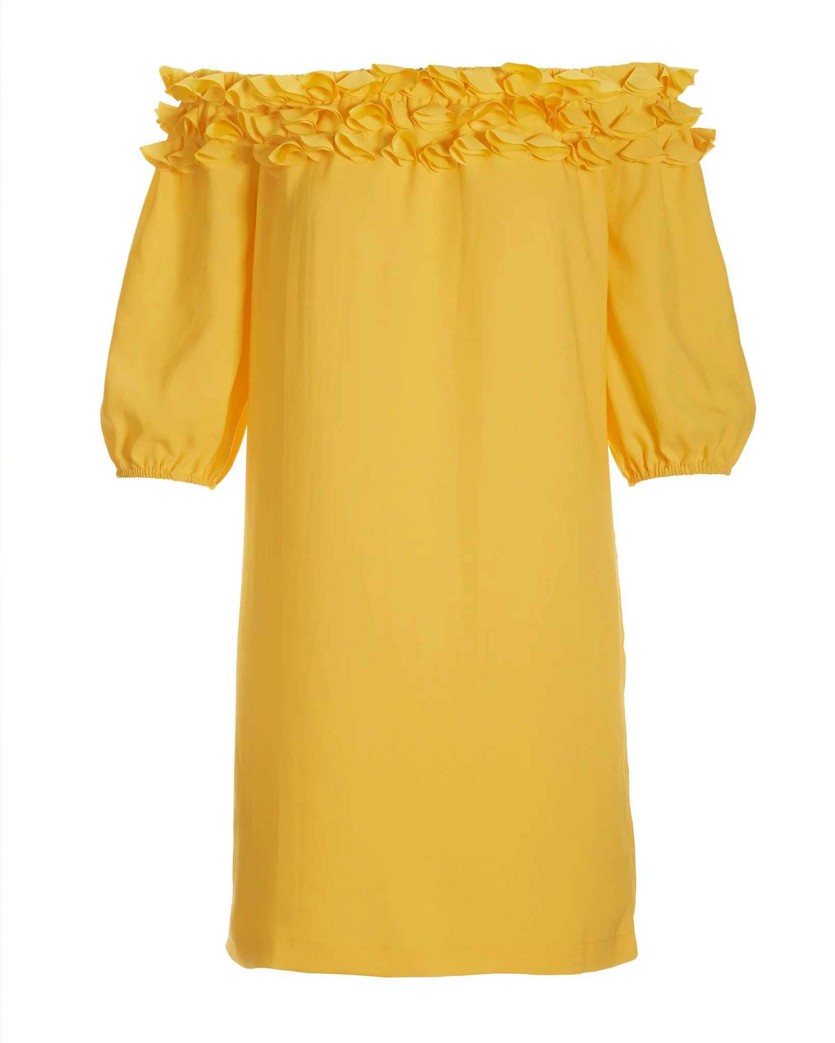 3D Floral Bubble Sleeve Shift Dress Dandelion - Futureuc