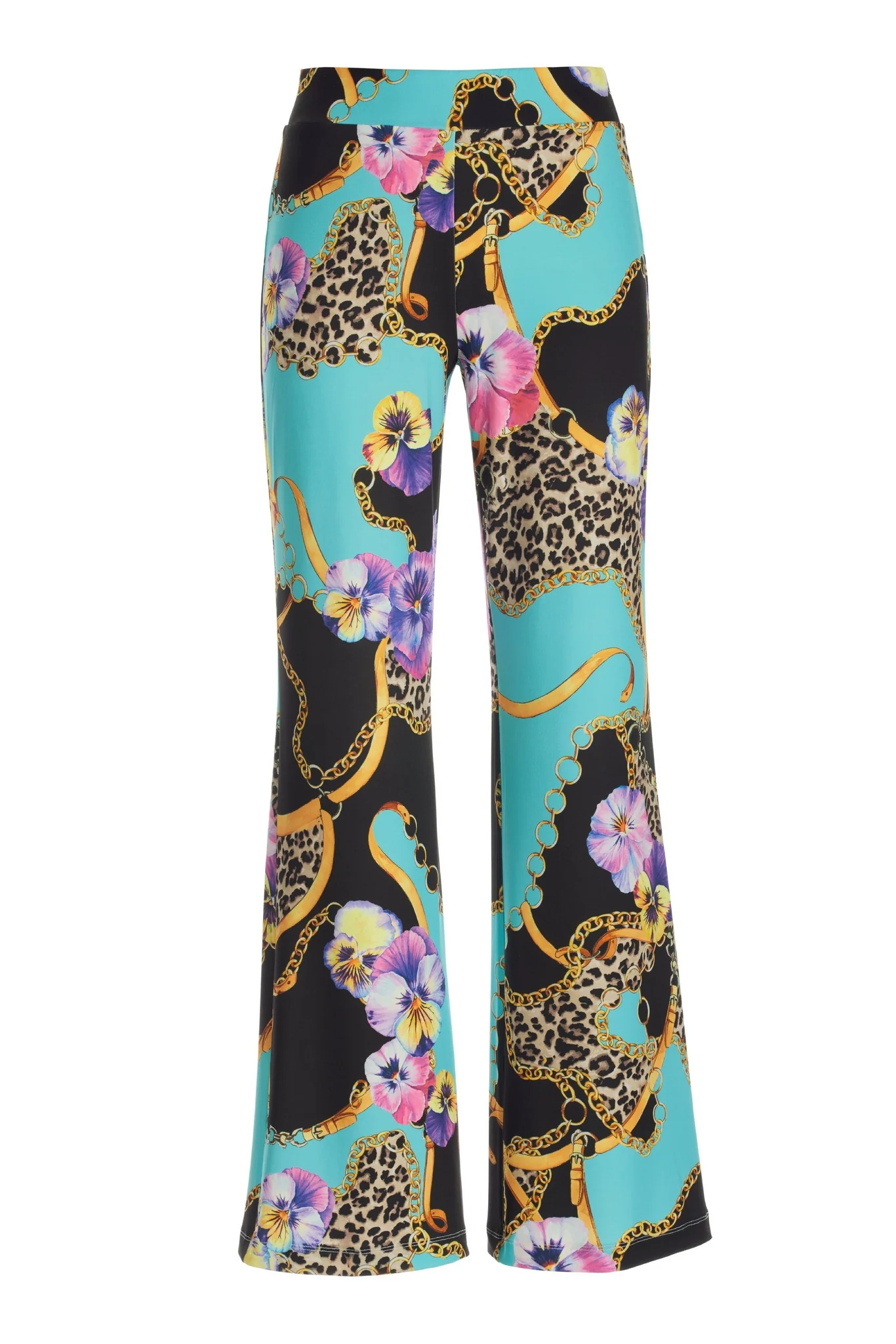 Wild Pansies Knit Palazzo Pant Blue Multi - Futureuc