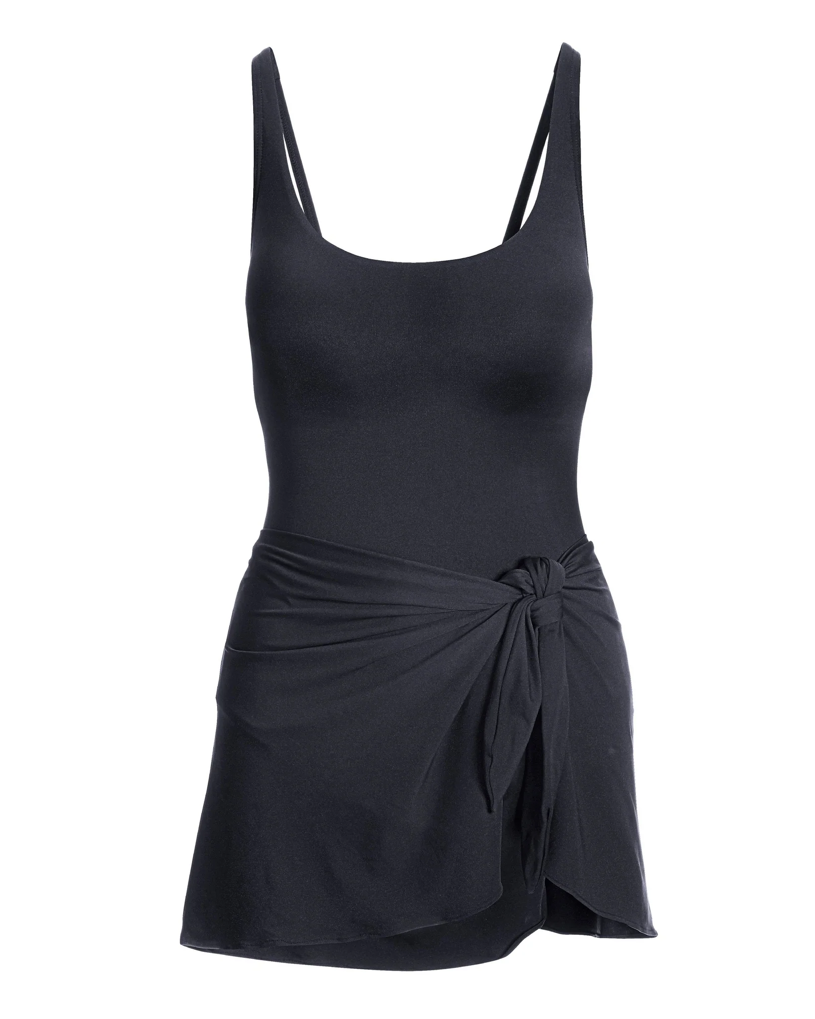 Tie Front Swim Dress Black - Futureuc