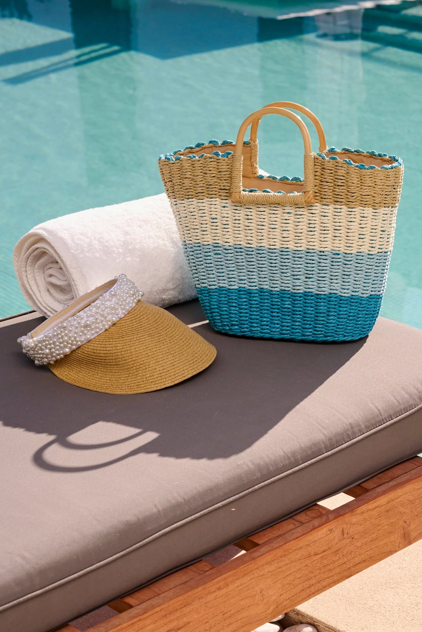 Blue Stripe Straw Bag Blue - Futureuc