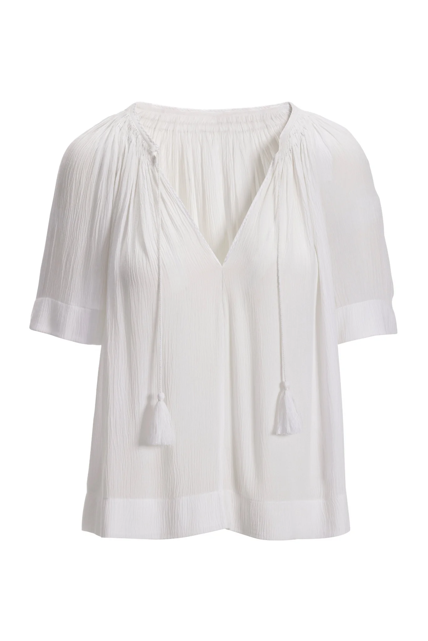 V Neck Relaxed Gauze Blouse White - Futureuc