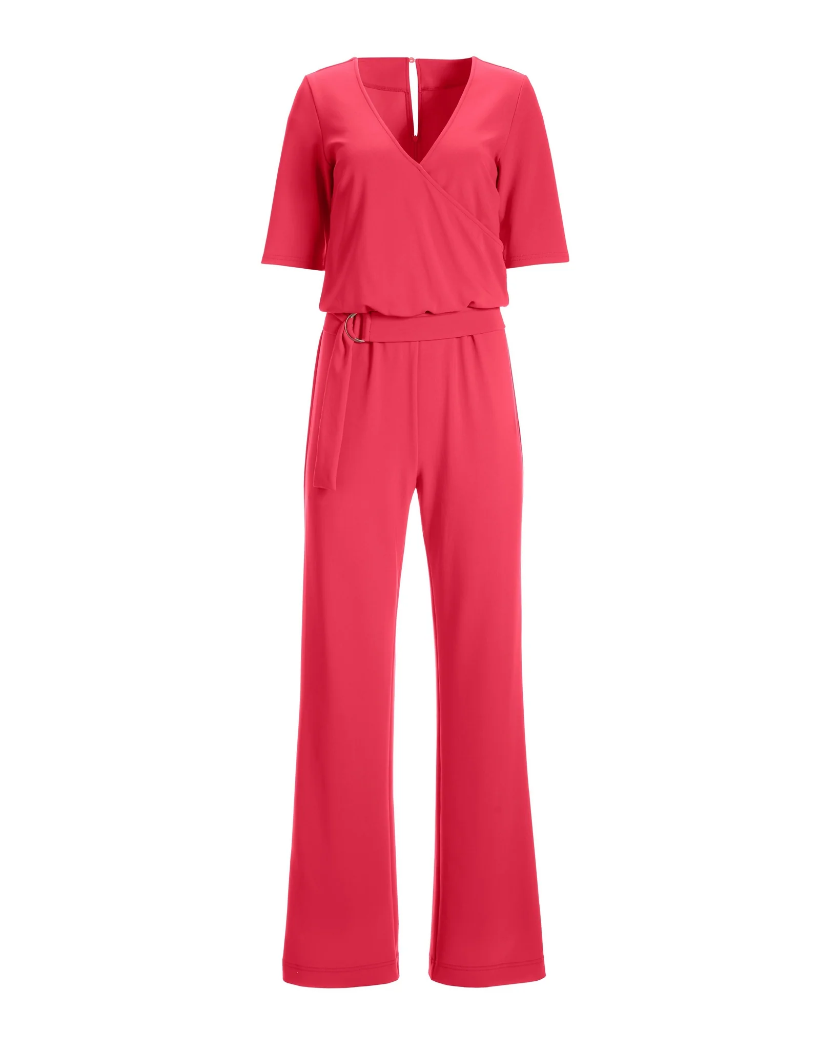 Beyond Travel Elbow Sleeve Surplice Jumpsuit Paradise Pink - Futureuc