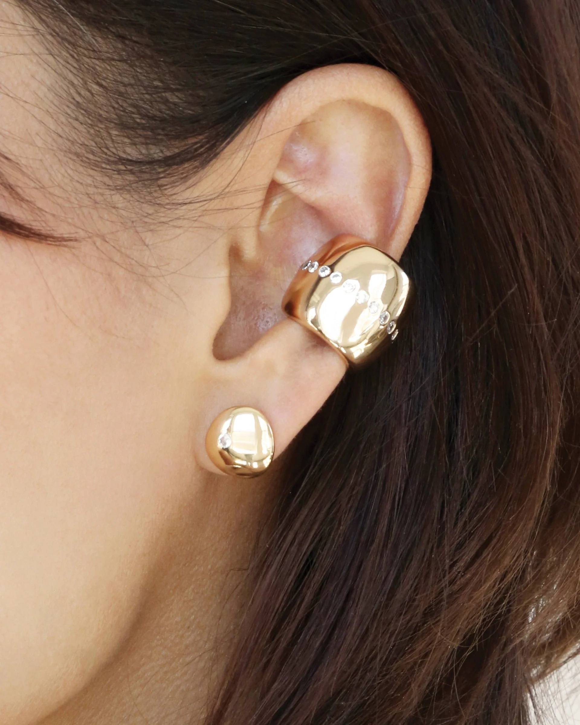 Center Crystal Line Chunky Ear Cuff - Futureuc