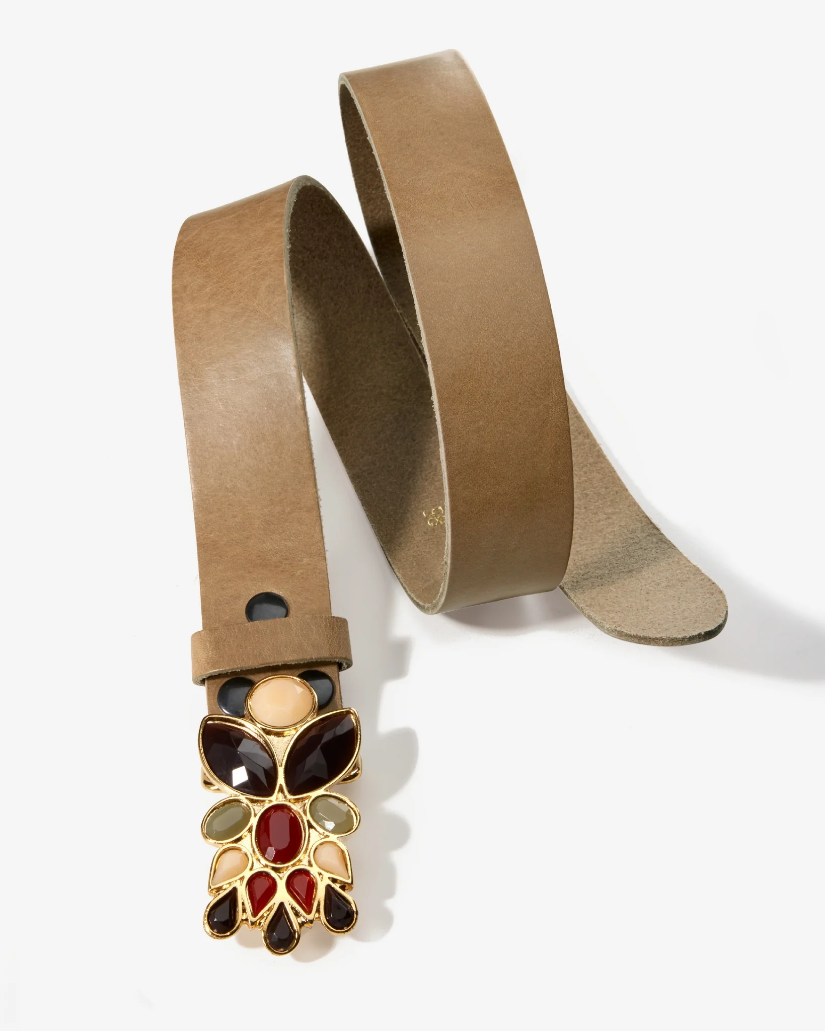 Catania Multi-Colored Gem Buckle Belt Mushroom - Futureuc