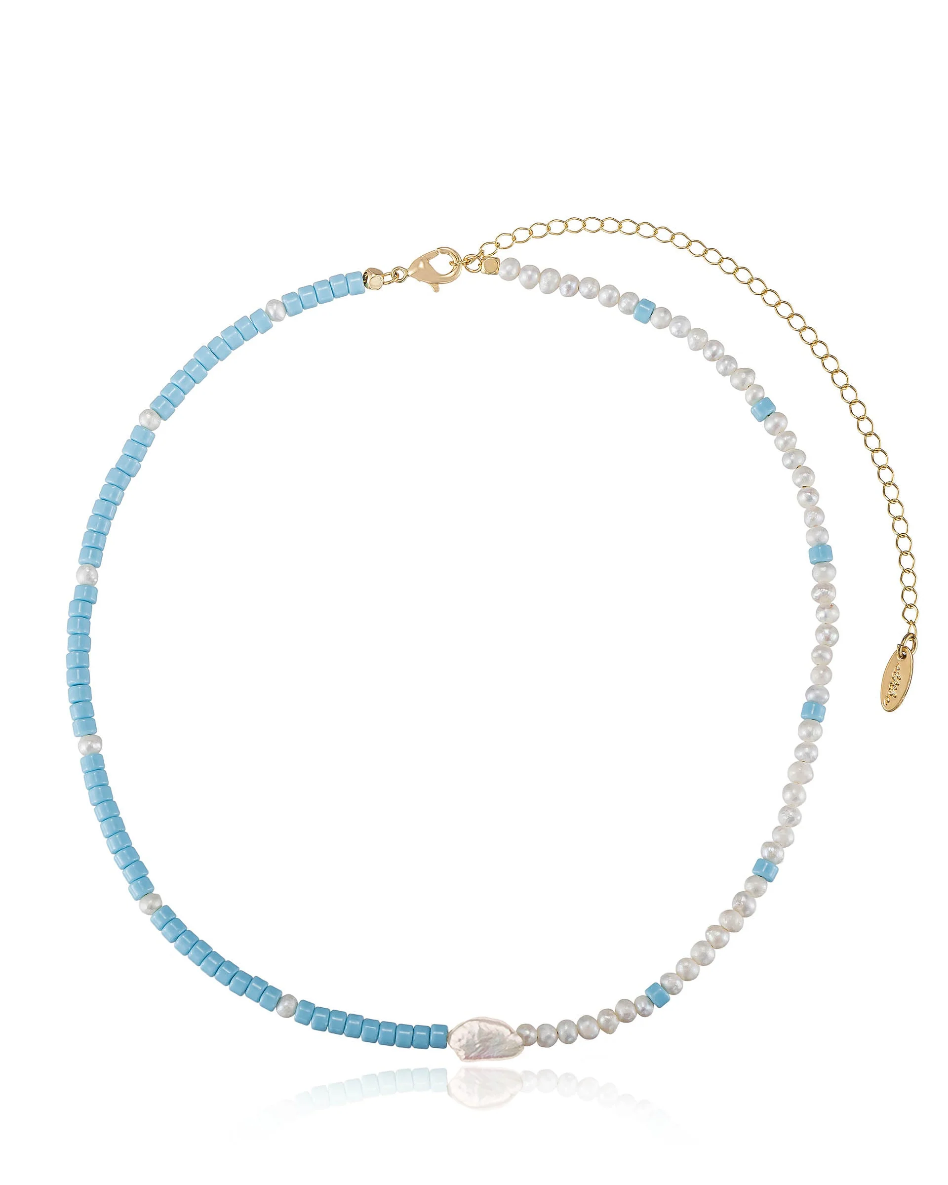 Turquoise and Pearl Strand Necklace - Futureuc